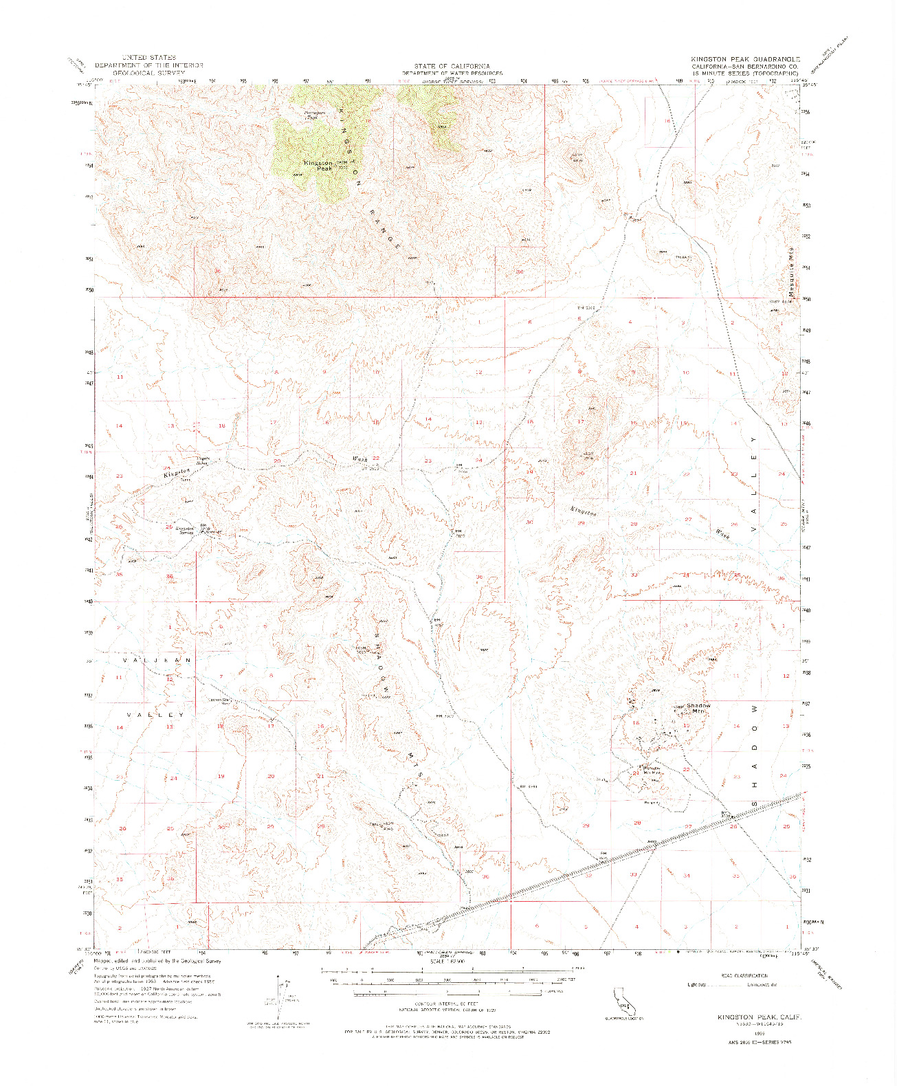 USGS 1:62500-SCALE QUADRANGLE FOR KINGSTON PEAK, CA 1955