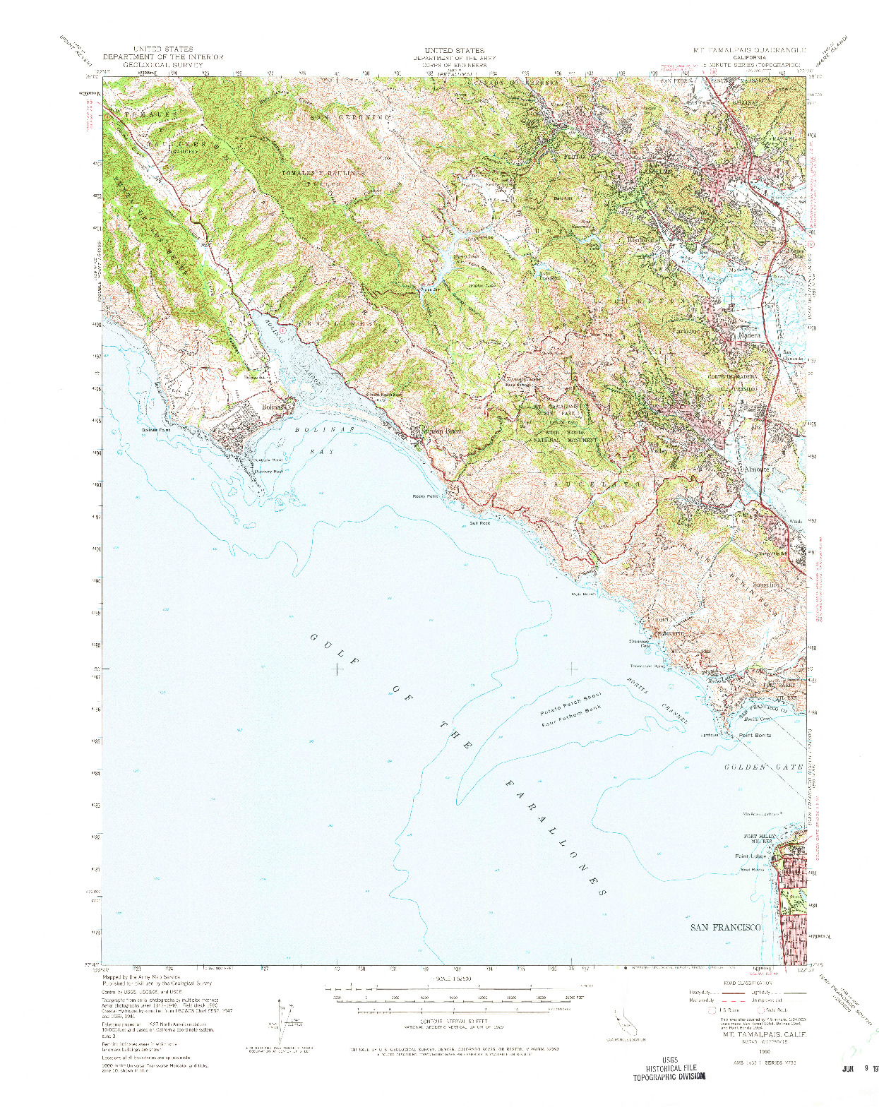 USGS 1:62500-SCALE QUADRANGLE FOR MT. TAMALPAIS, CA 1950