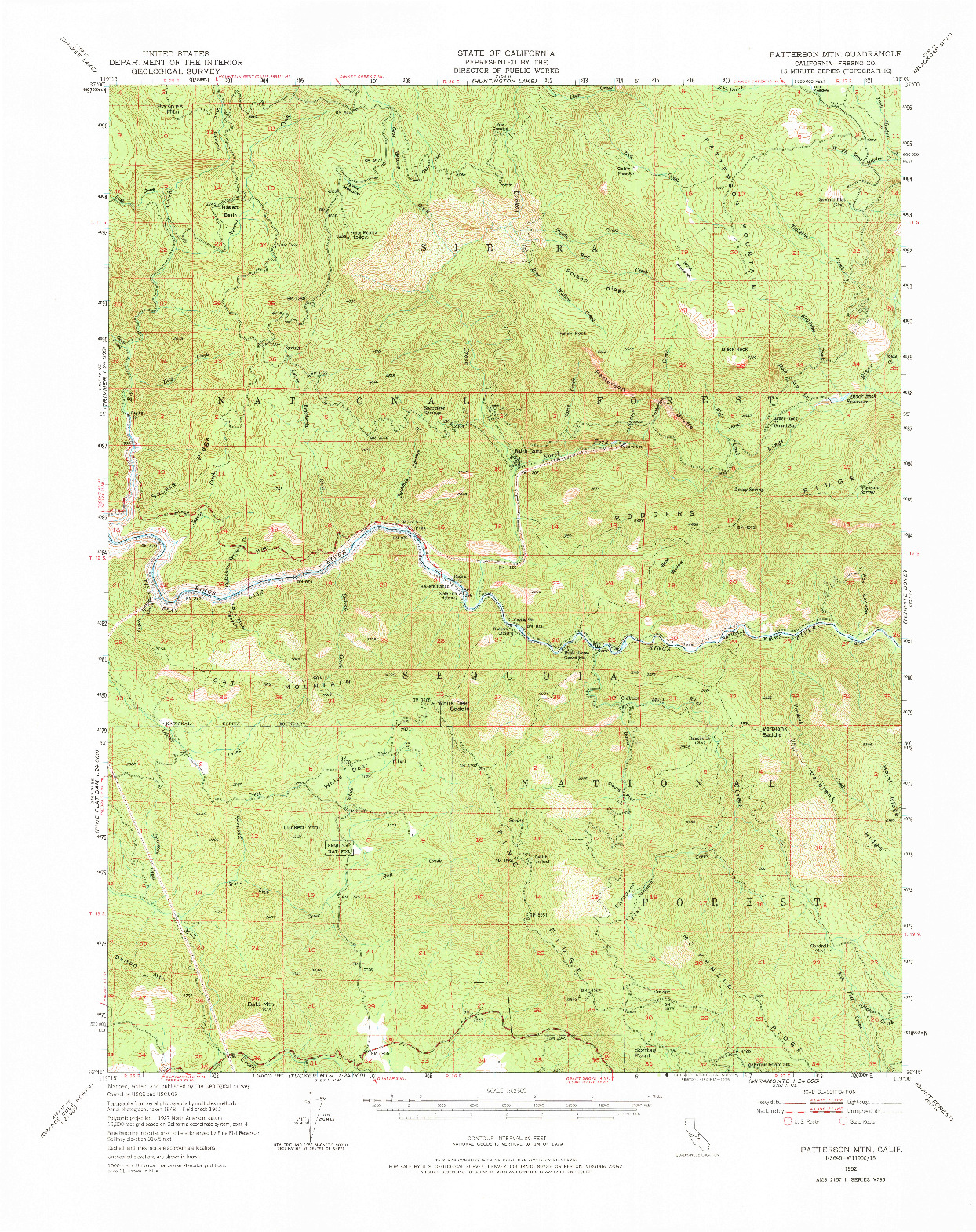 USGS 1:62500-SCALE QUADRANGLE FOR PATTERSON MOUNTAIN, CA 1952