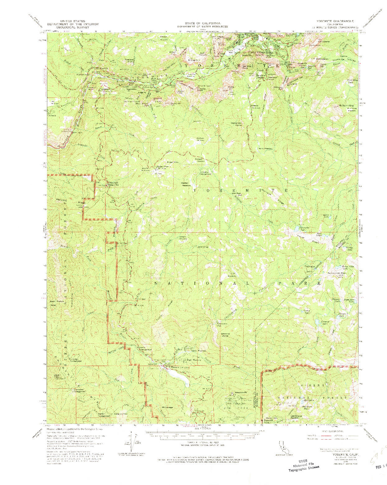 USGS 1:62500-SCALE QUADRANGLE FOR YOSEMITE, CA 1956