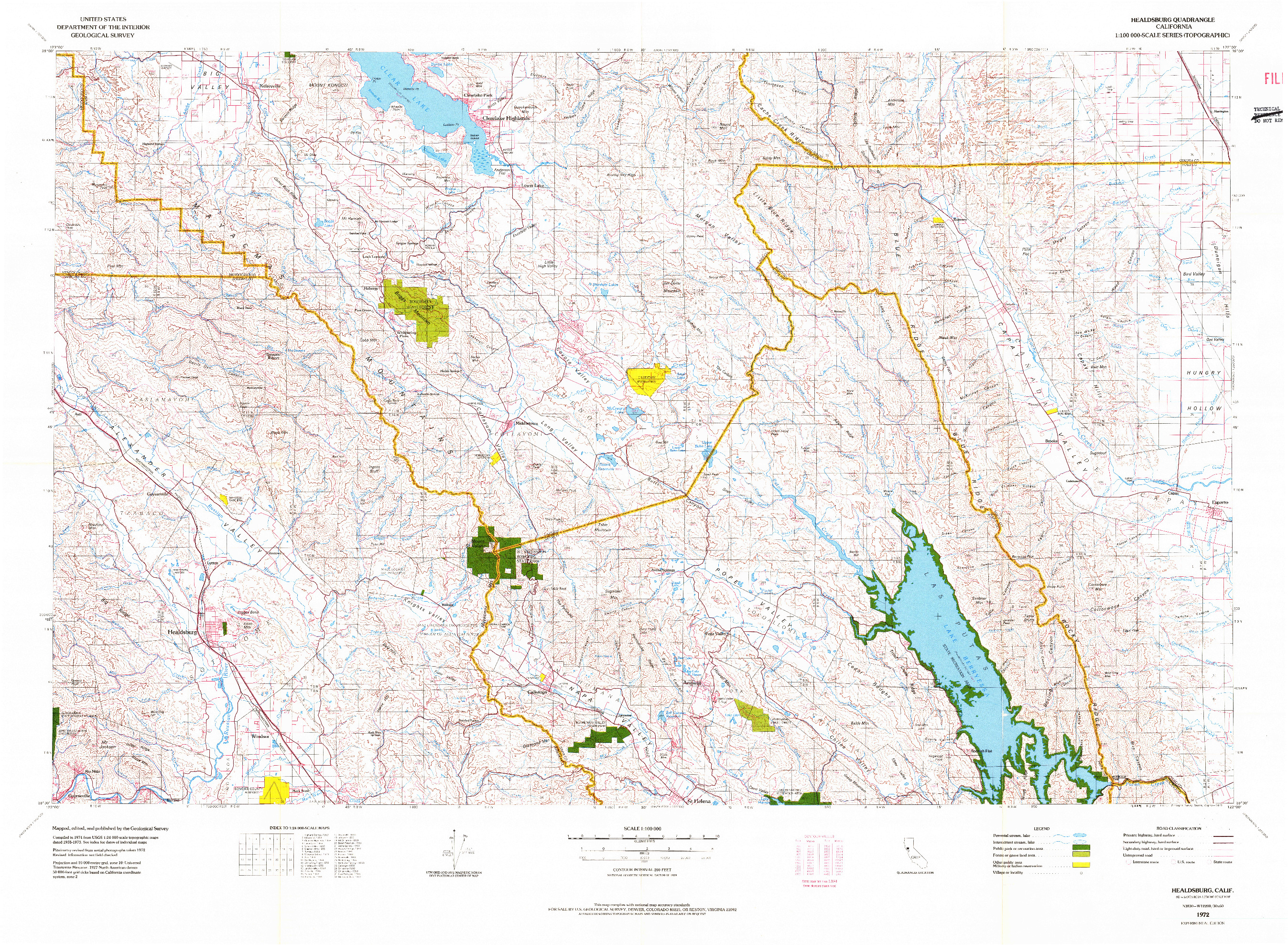 USGS 1:100000-SCALE QUADRANGLE FOR HEALDSBURG, CA 1972