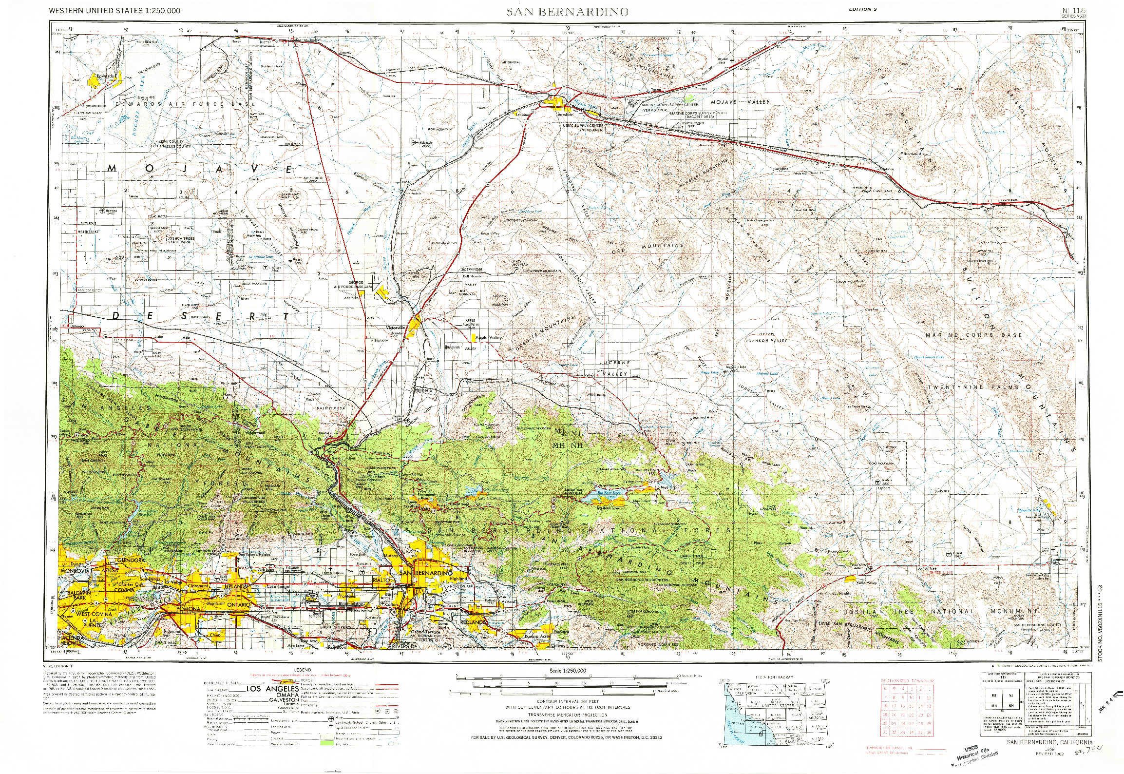 USGS 1:250000-SCALE QUADRANGLE FOR SAN BERNARDINO, CA 1958