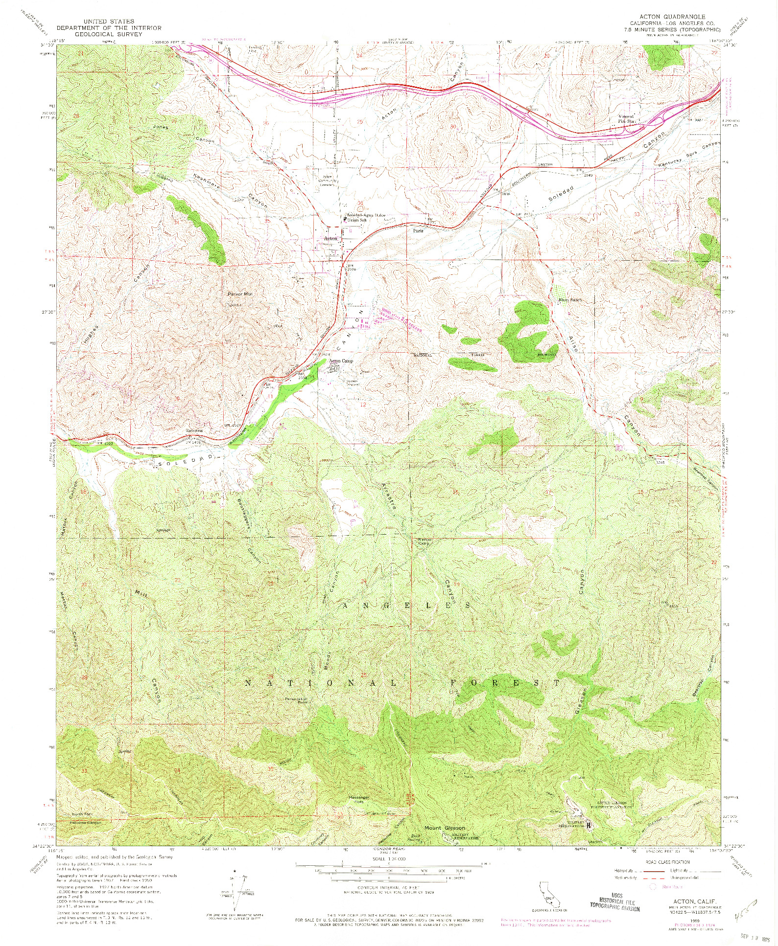 USGS 1:24000-SCALE QUADRANGLE FOR ACTON, CA 1959