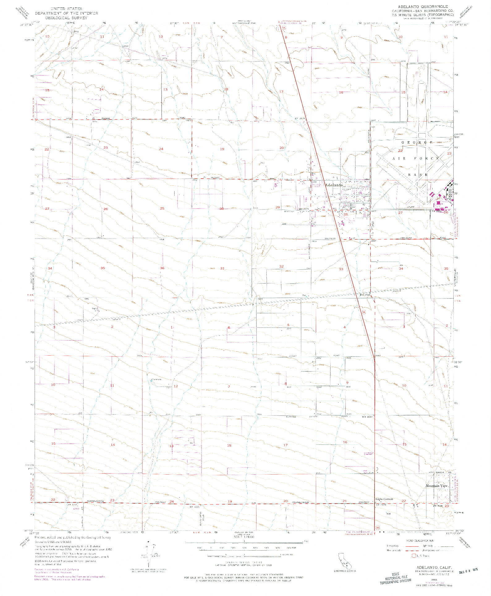 USGS 1:24000-SCALE QUADRANGLE FOR ADELANTO, CA 1956