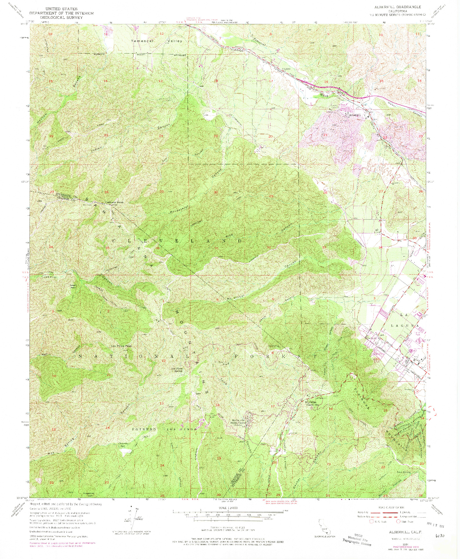 USGS 1:24000-SCALE QUADRANGLE FOR ALBERHILL, CA 1954