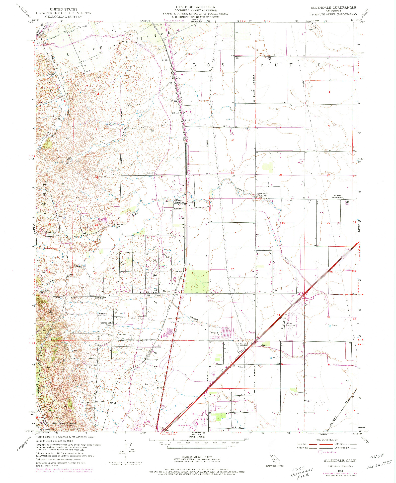USGS 1:24000-SCALE QUADRANGLE FOR ALLENDALE, CA 1953