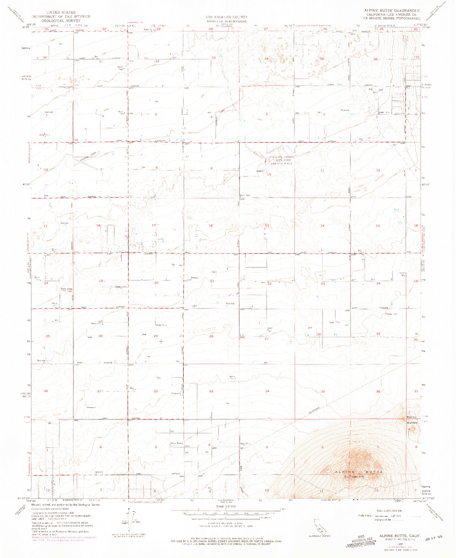 USGS 1:24000-SCALE QUADRANGLE FOR ALPINE BUTTE, CA 1957