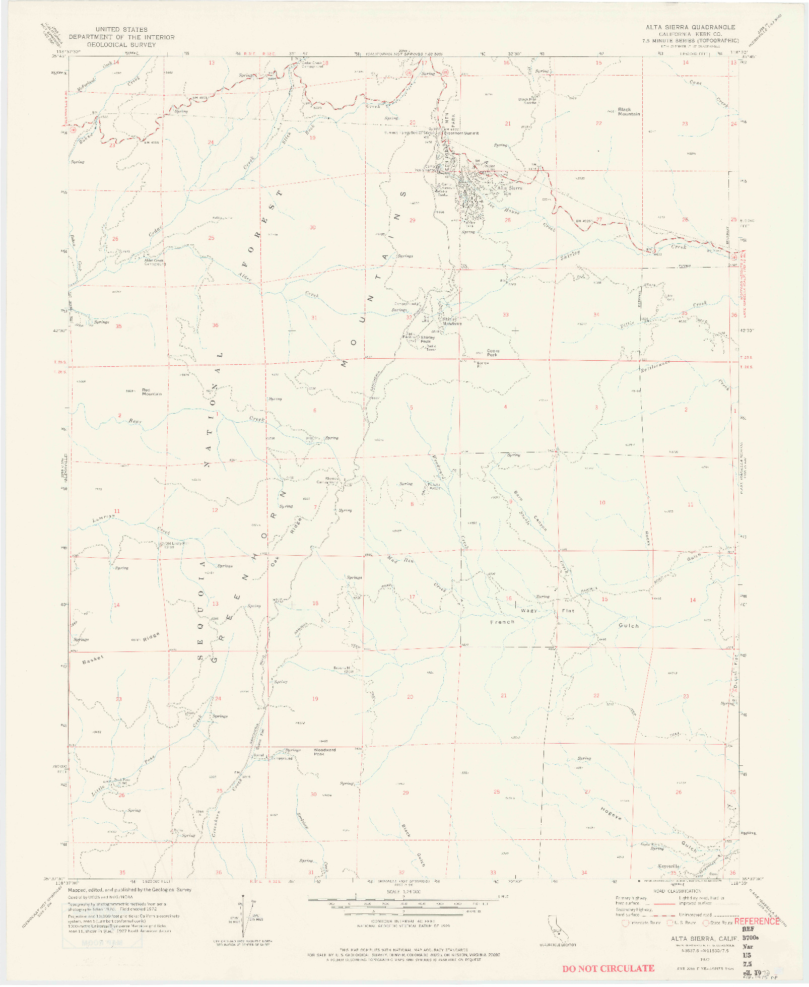 USGS 1:24000-SCALE QUADRANGLE FOR ALTA SIERRA, CA 1972