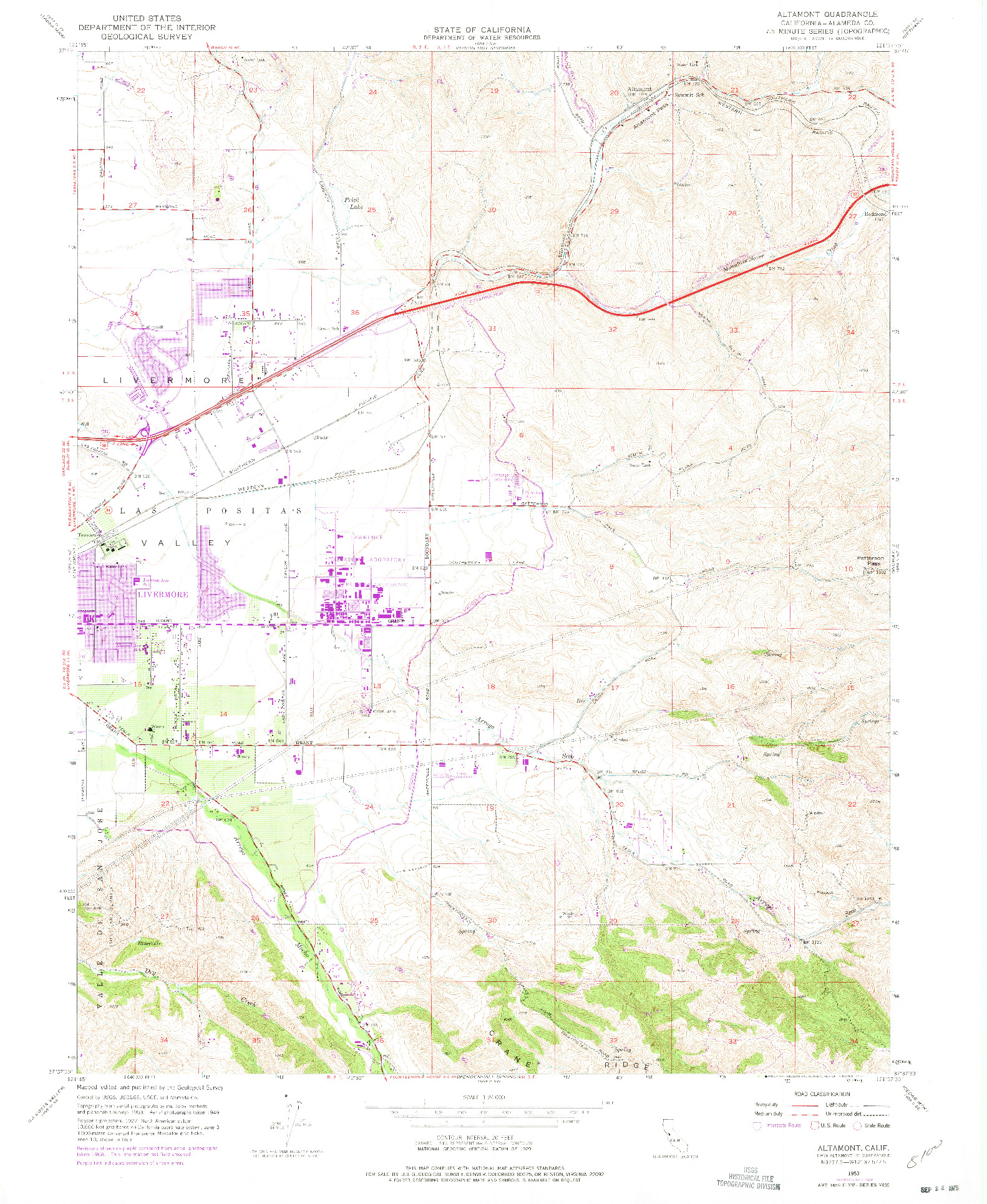 USGS 1:24000-SCALE QUADRANGLE FOR ALTAMONT, CA 1953