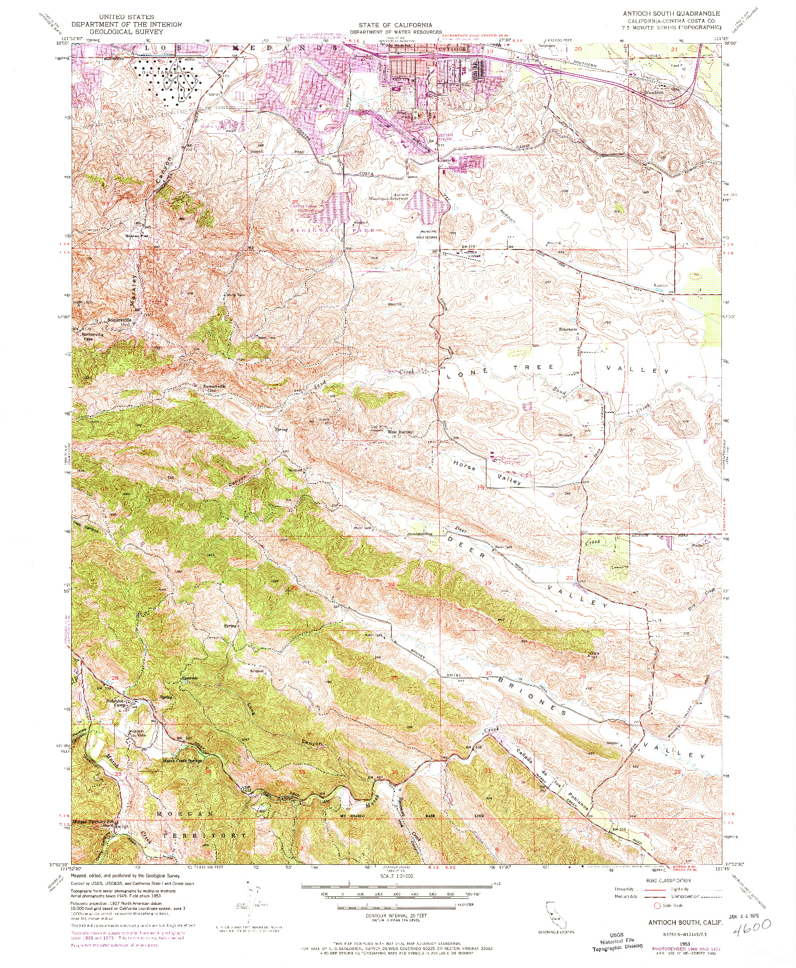 USGS 1:24000-SCALE QUADRANGLE FOR ANTIOCH SOUTH, CA 1953