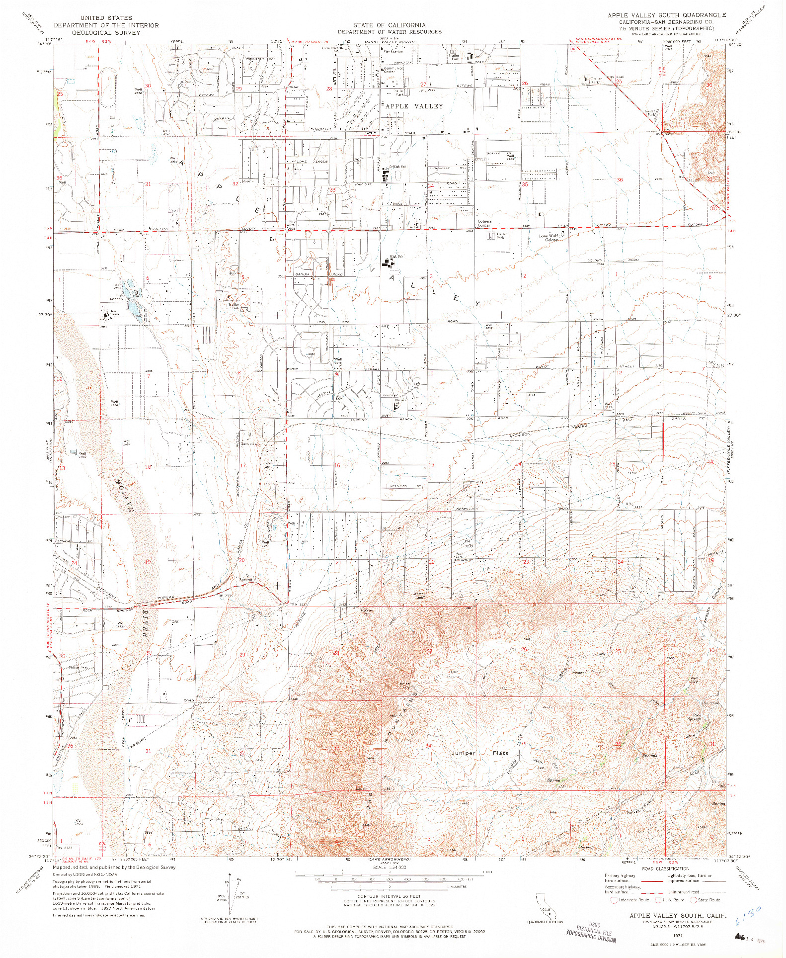 USGS 1:24000-SCALE QUADRANGLE FOR APPLE VALLEY SOUTH, CA 1971