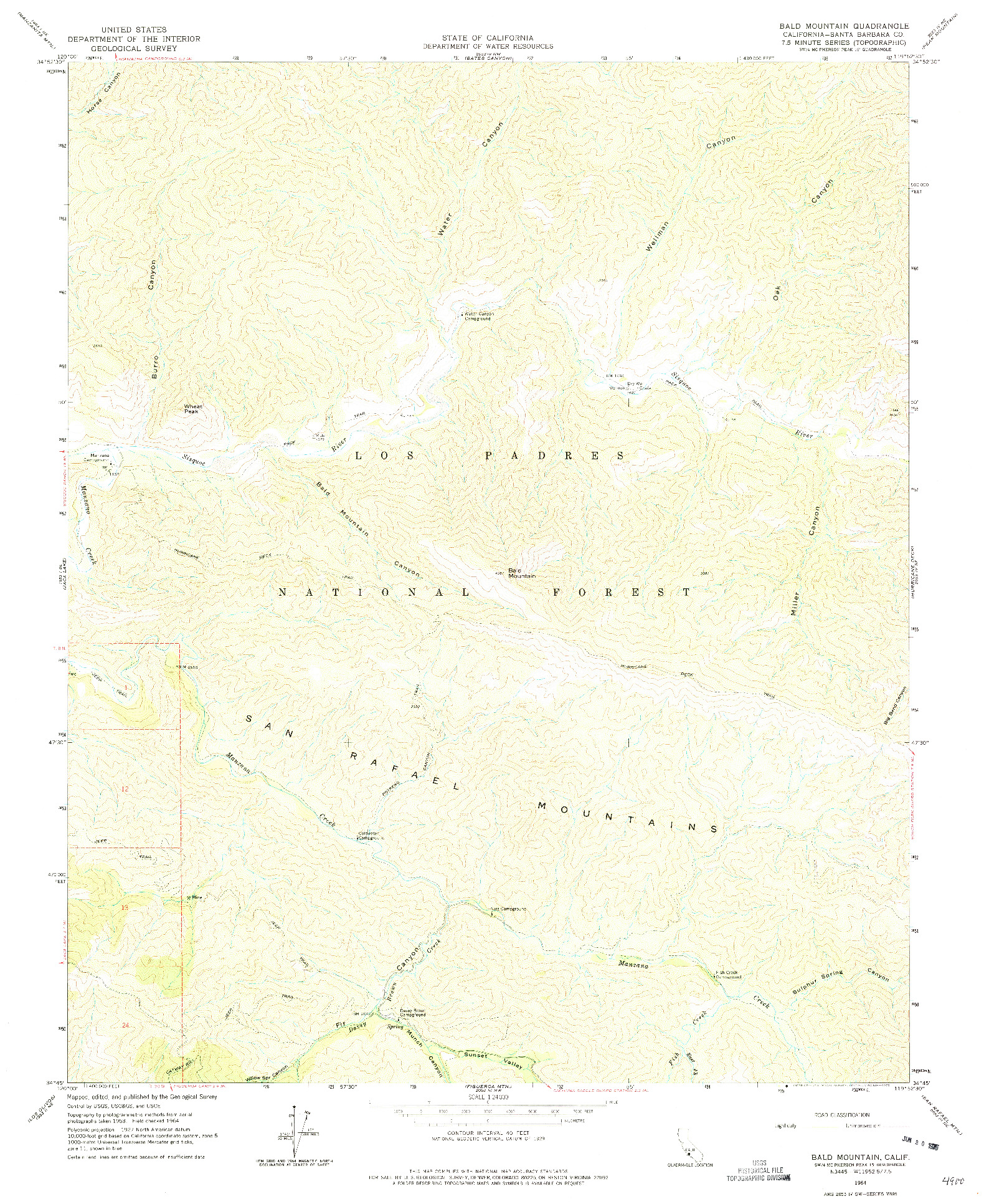 USGS 1:24000-SCALE QUADRANGLE FOR BALD MOUNTAIN, CA 1964
