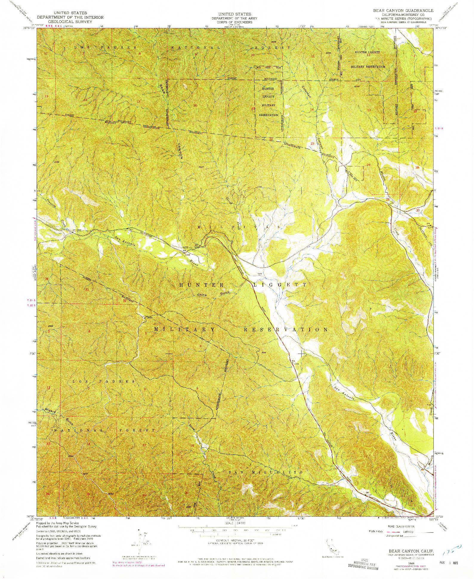 USGS 1:24000-SCALE QUADRANGLE FOR BEAR CANYON, CA 1949