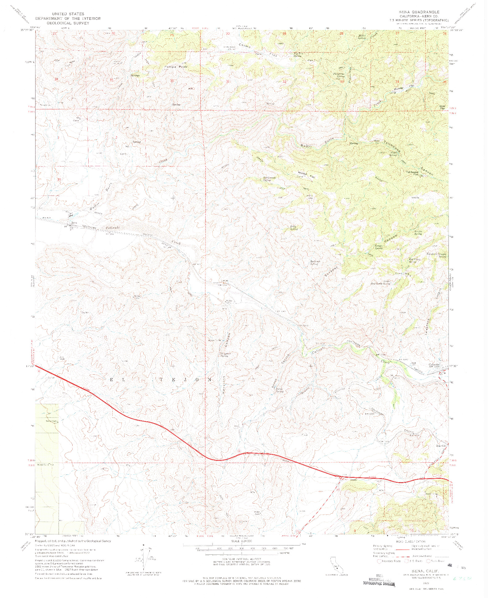 USGS 1:24000-SCALE QUADRANGLE FOR BENA, CA 1972