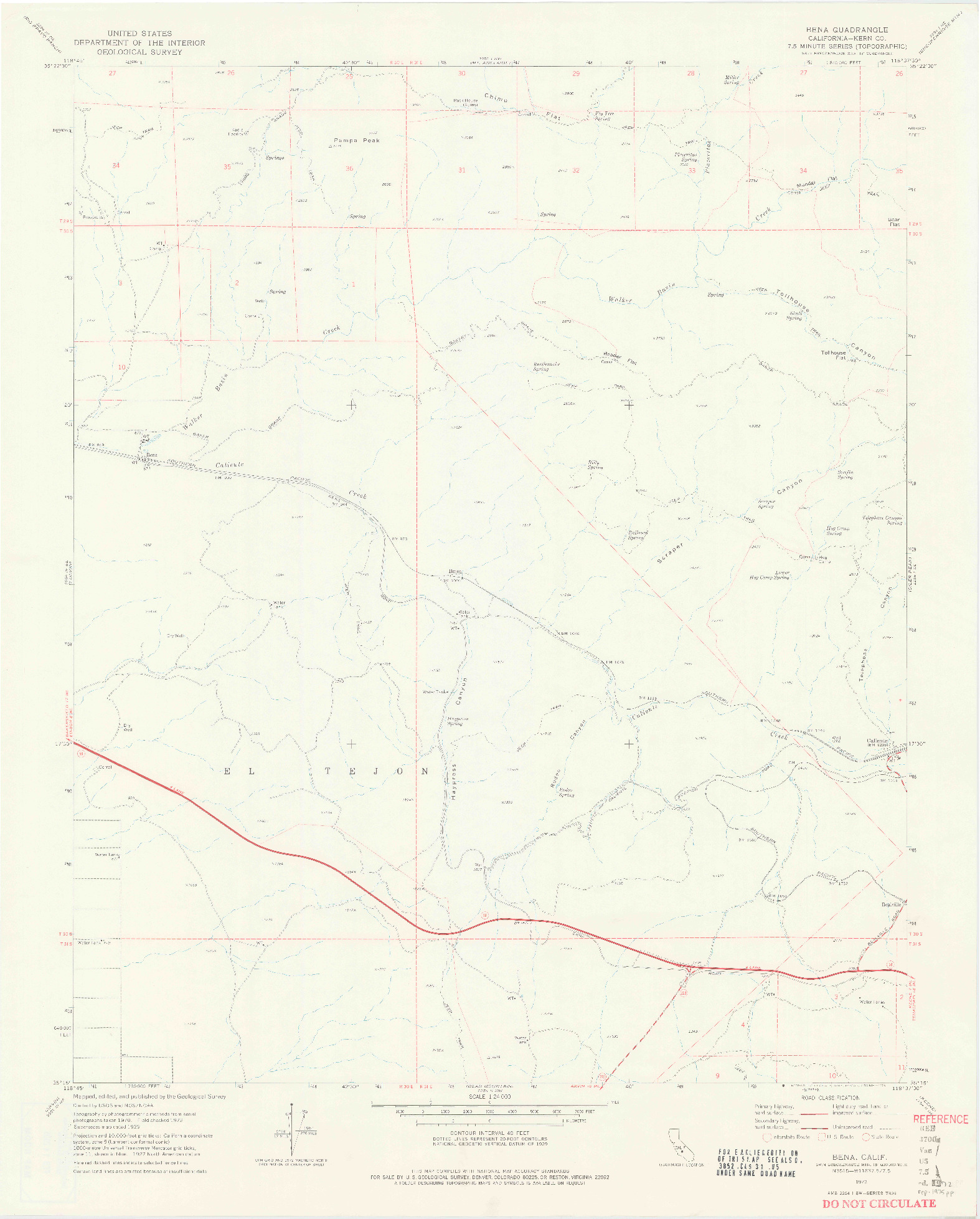 USGS 1:24000-SCALE QUADRANGLE FOR BENA, CA 1972