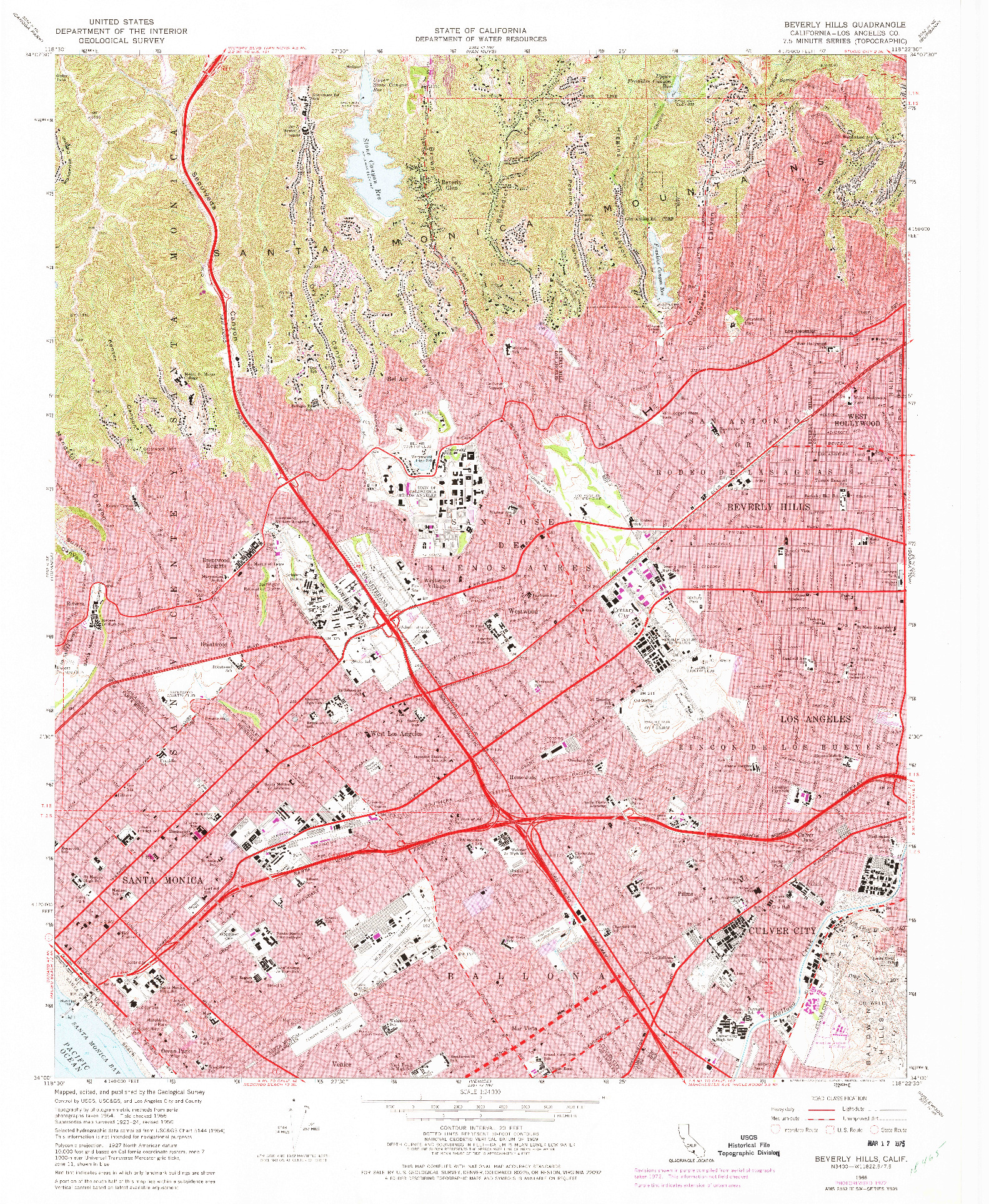 USGS 1:24000-SCALE QUADRANGLE FOR BEVERLY HILLS, CA 1966