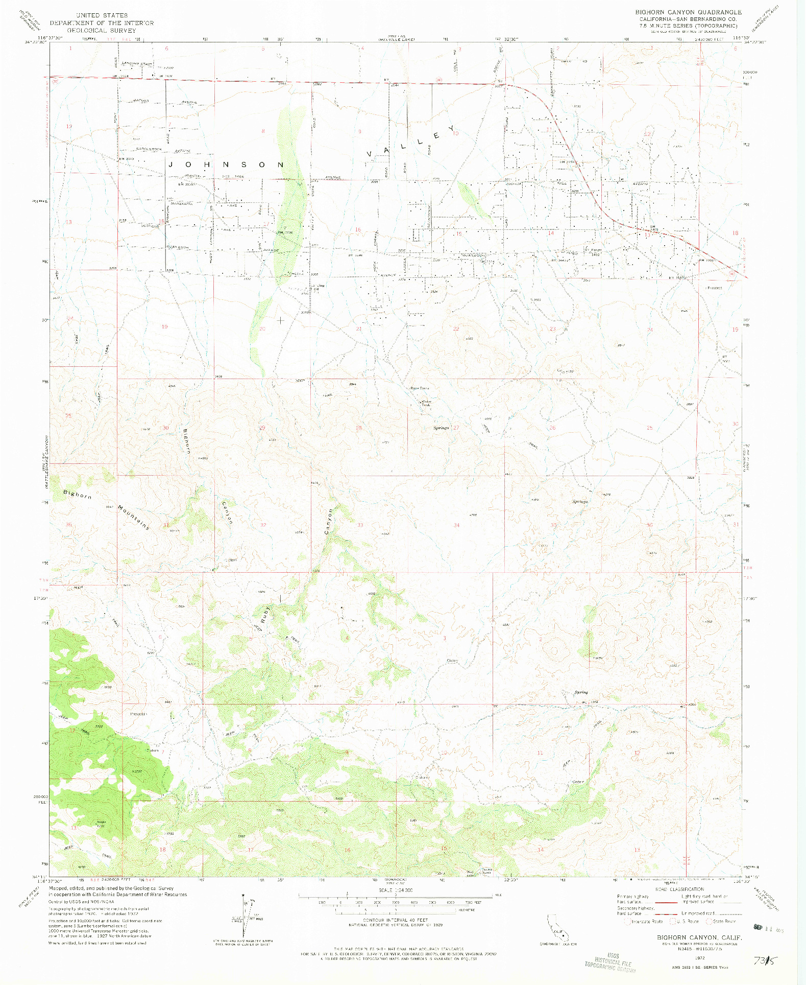 USGS 1:24000-SCALE QUADRANGLE FOR BIGHORN CANYON, CA 1972