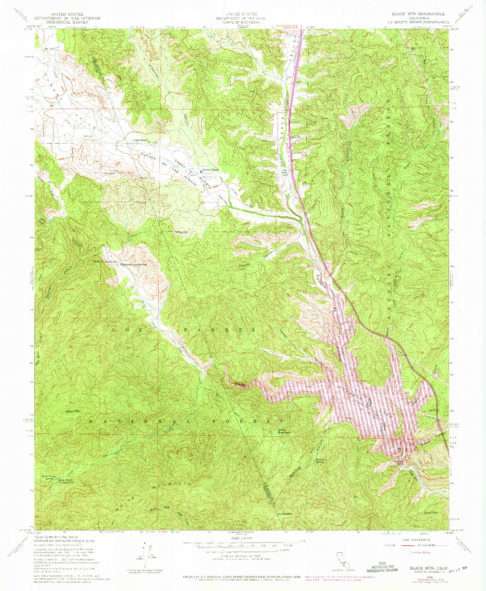 USGS 1:24000-SCALE QUADRANGLE FOR BLACK MTN, CA 1958