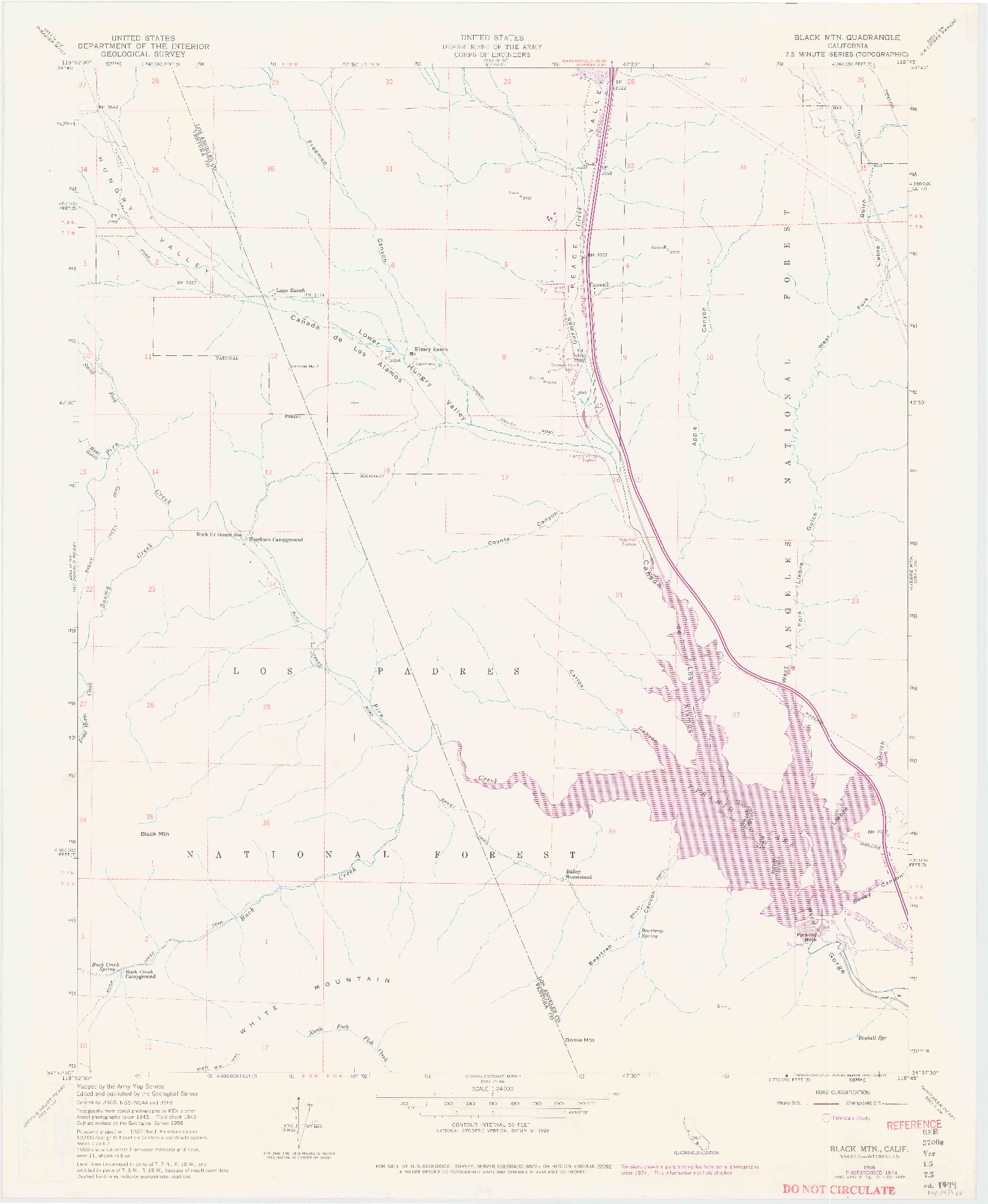 USGS 1:24000-SCALE QUADRANGLE FOR BLACK MTN, CA 1958