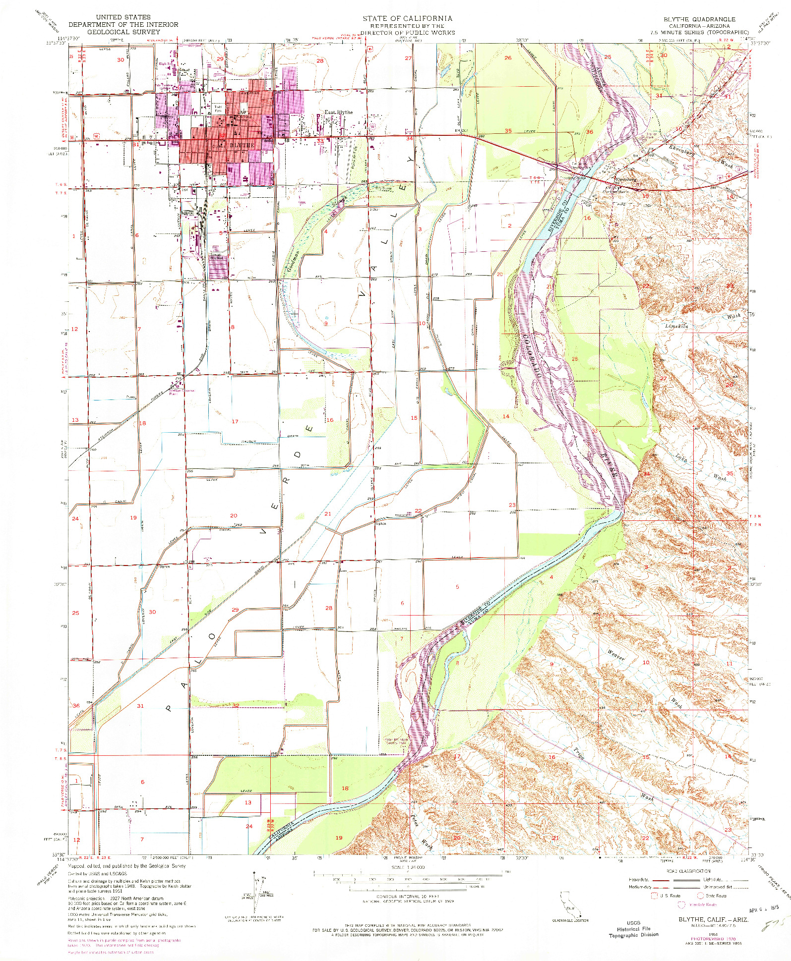 USGS 1:24000-SCALE QUADRANGLE FOR BLYTHE, CA 1970