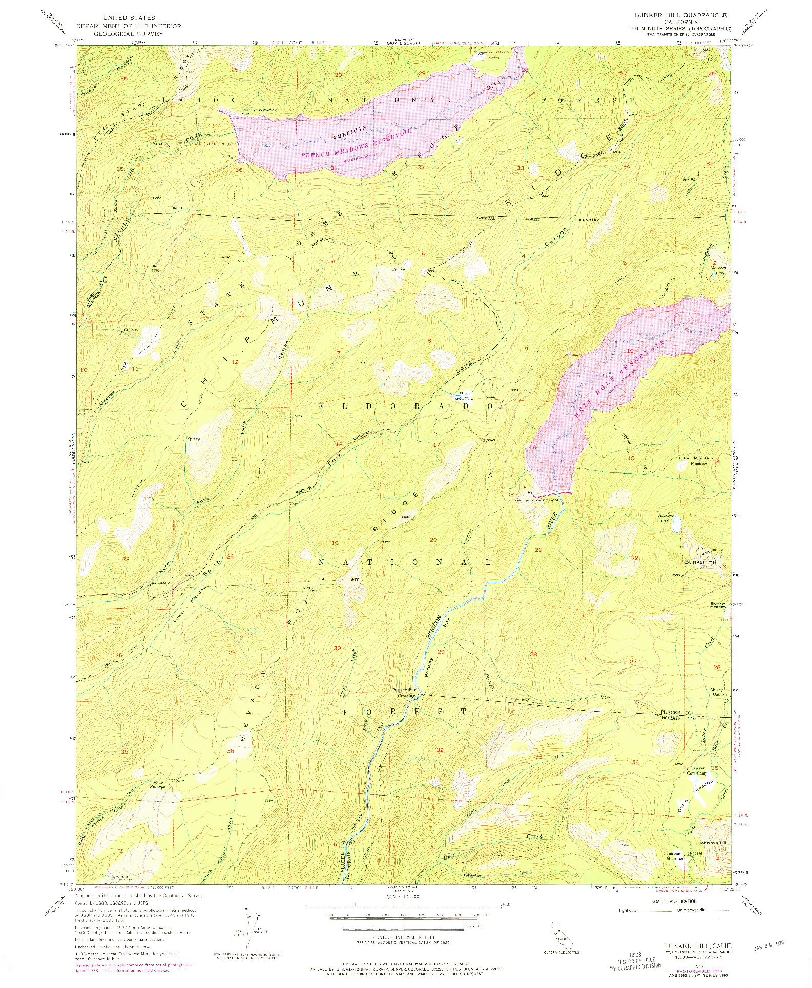 USGS 1:24000-SCALE QUADRANGLE FOR BUNKER HILL, CA 1953