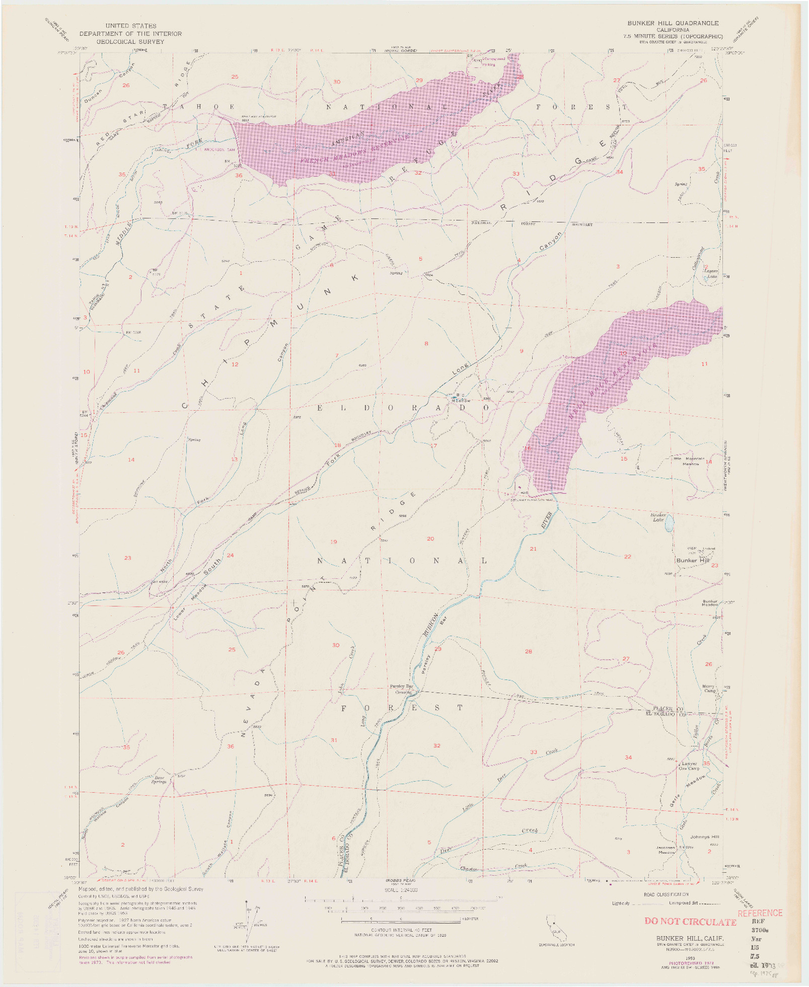 USGS 1:24000-SCALE QUADRANGLE FOR BUNKER HILL, CA 1953