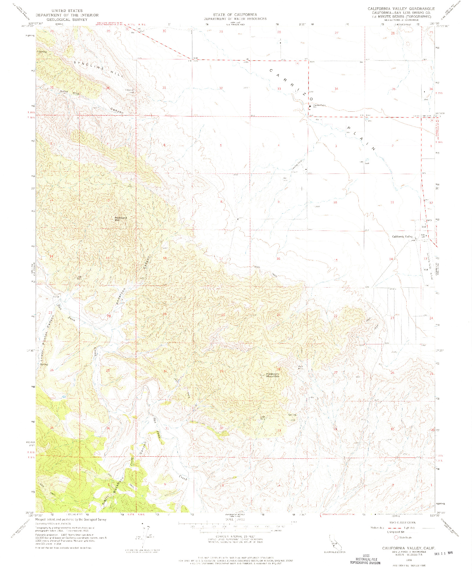 USGS 1:24000-SCALE QUADRANGLE FOR CALIFORNIA VALLEY, CA 1966