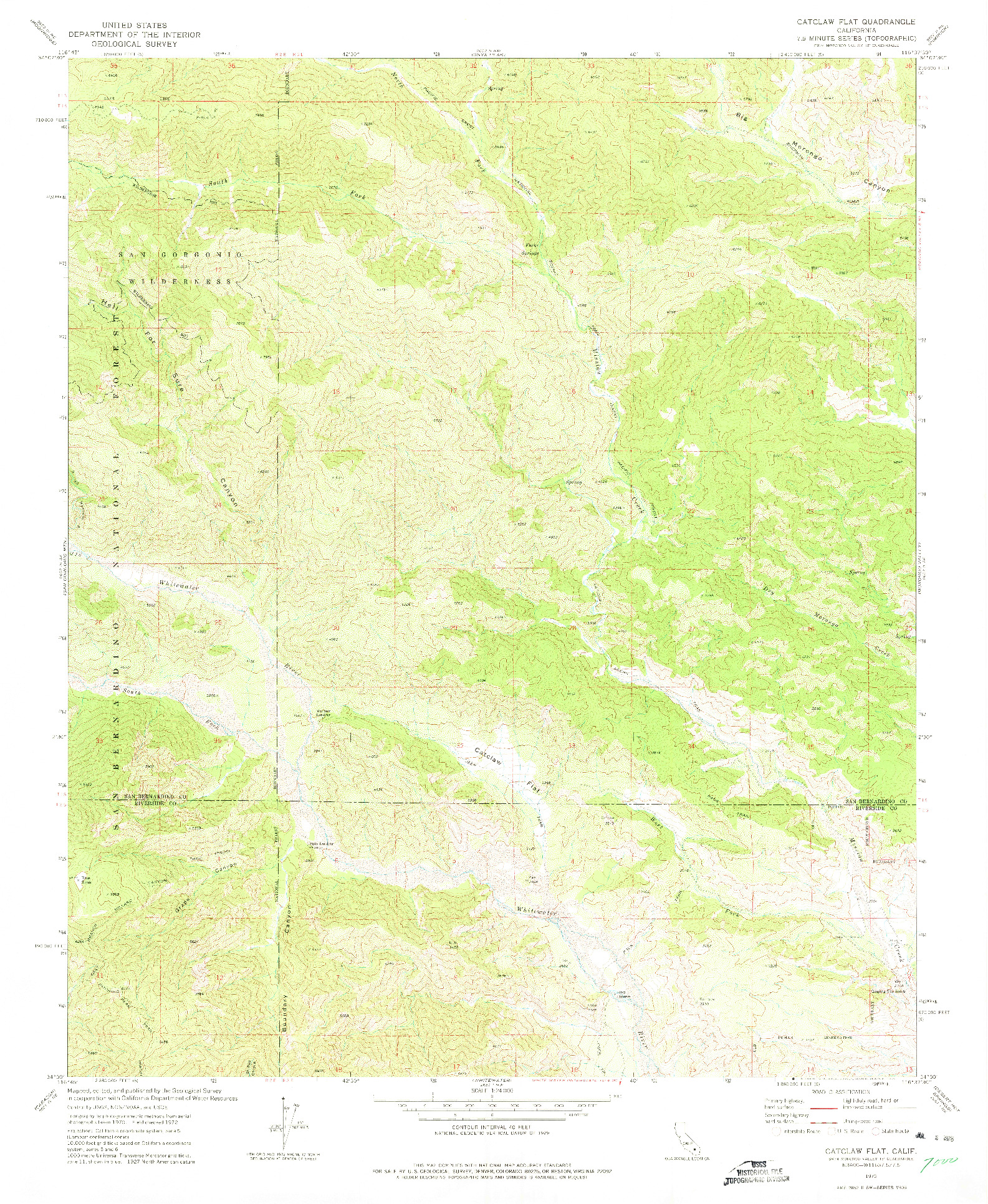 USGS 1:24000-SCALE QUADRANGLE FOR CATCLAW FLAT, CA 1972