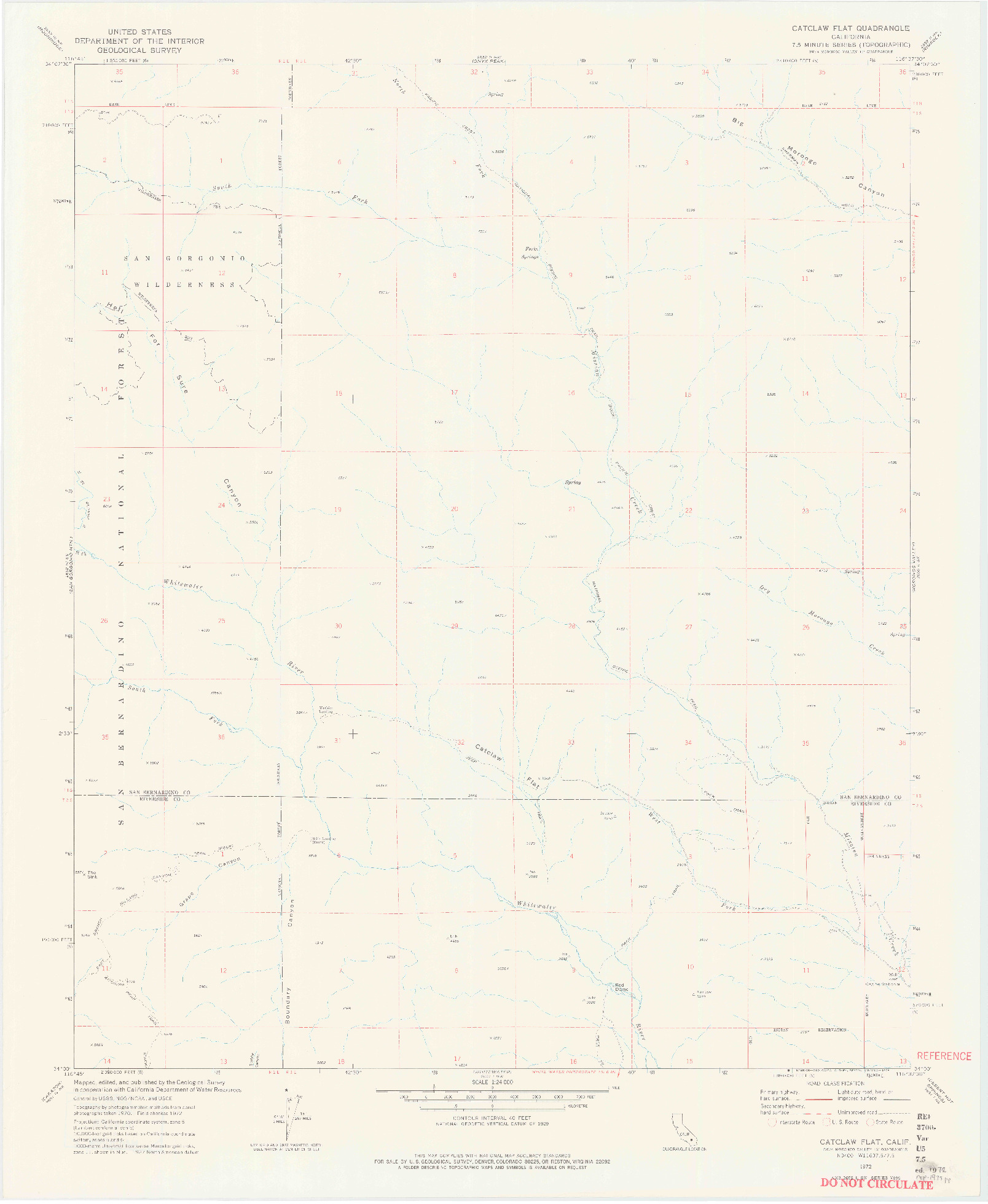 USGS 1:24000-SCALE QUADRANGLE FOR CATCLAW FLAT, CA 1972