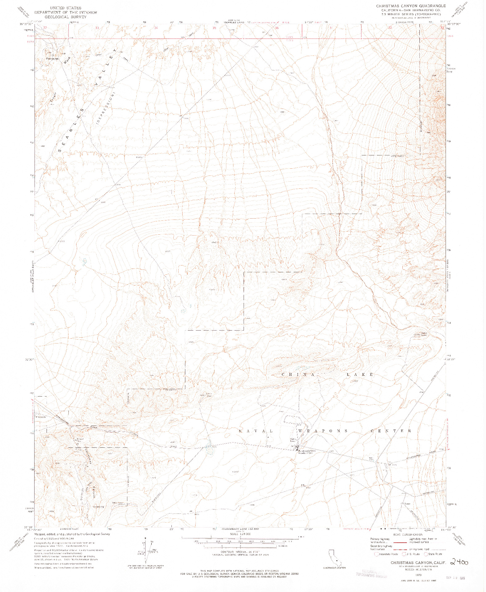 USGS 1:24000-SCALE QUADRANGLE FOR CHRISTMAS CANYON, CA 1973