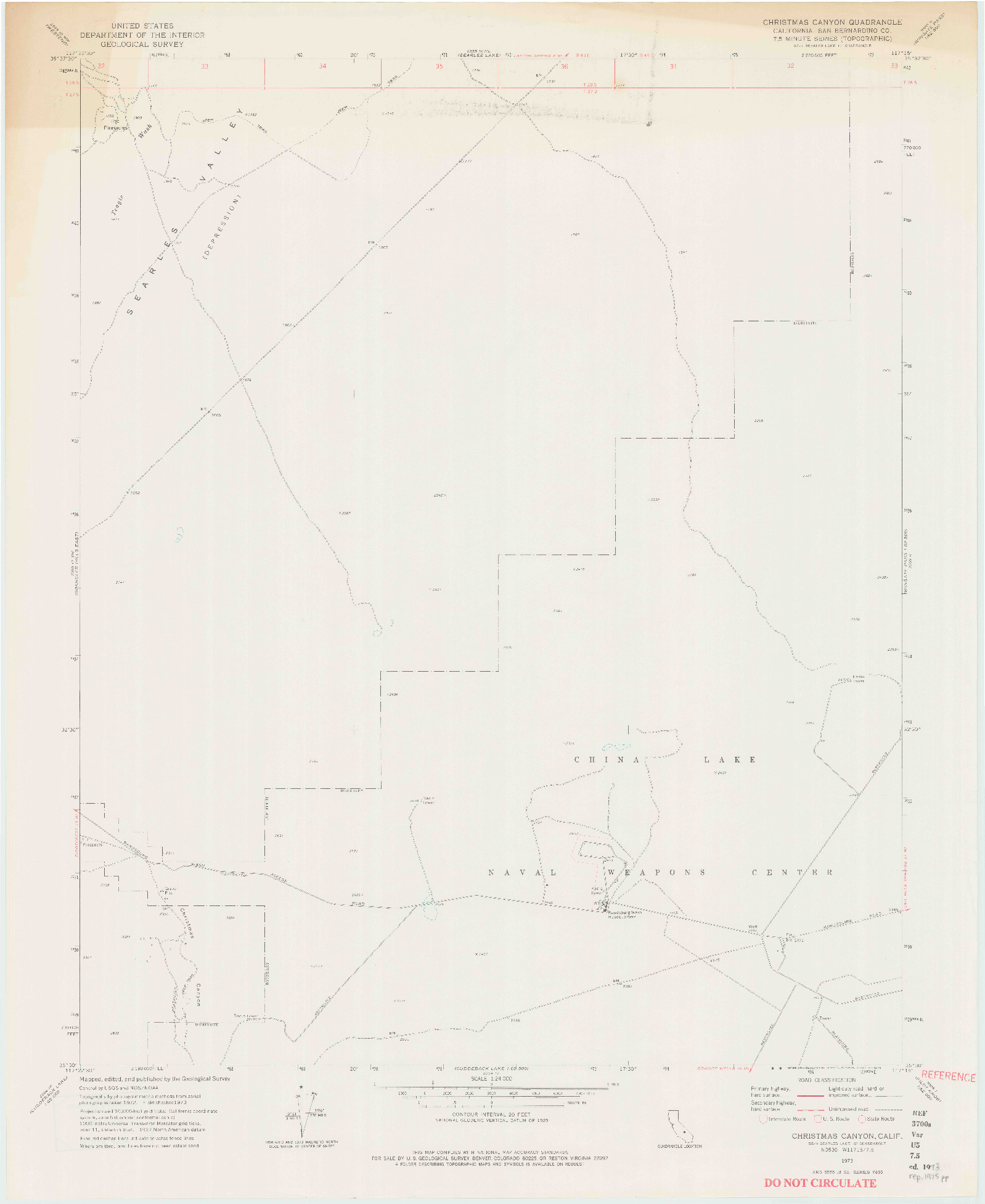 USGS 1:24000-SCALE QUADRANGLE FOR CHRISTMAS CANYON, CA 1973