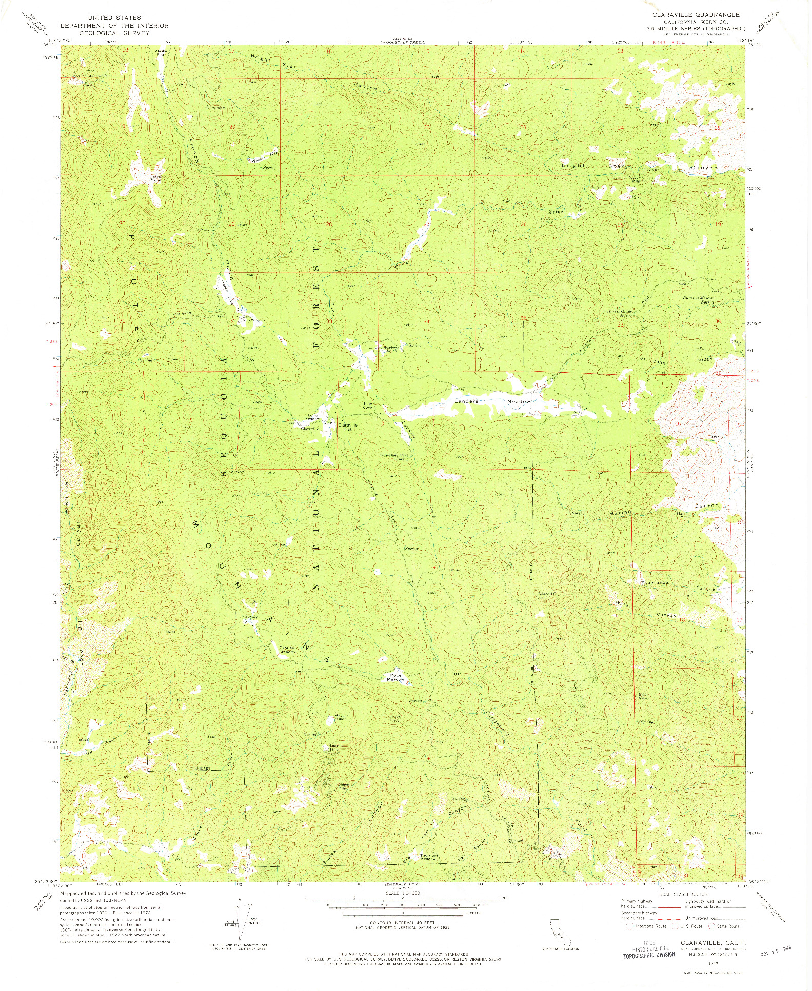 USGS 1:24000-SCALE QUADRANGLE FOR CLARAVILLE, CA 1972