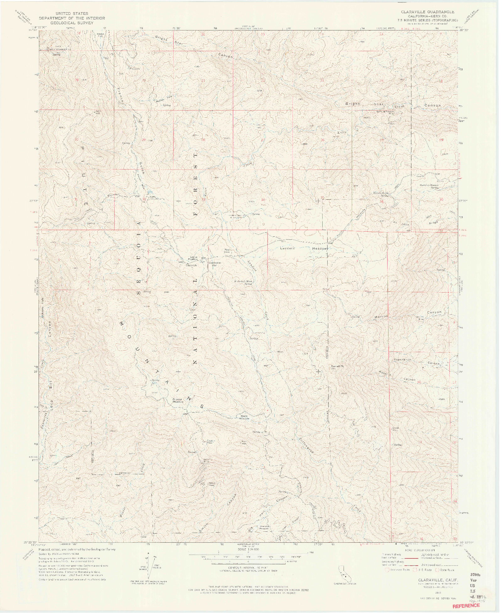 USGS 1:24000-SCALE QUADRANGLE FOR CLARAVILLE, CA 1972
