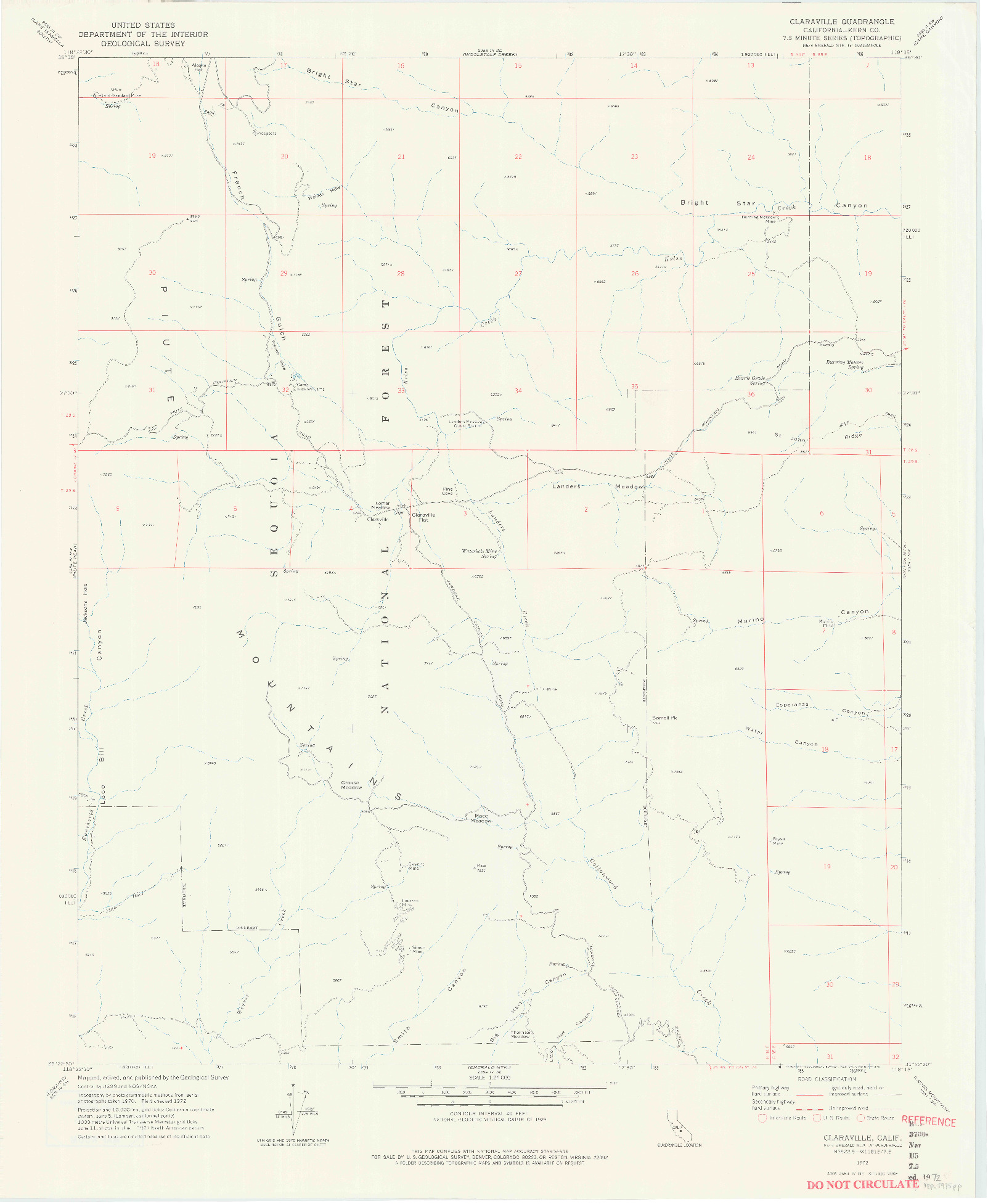 USGS 1:24000-SCALE QUADRANGLE FOR CLARAVILLE, CA 1972