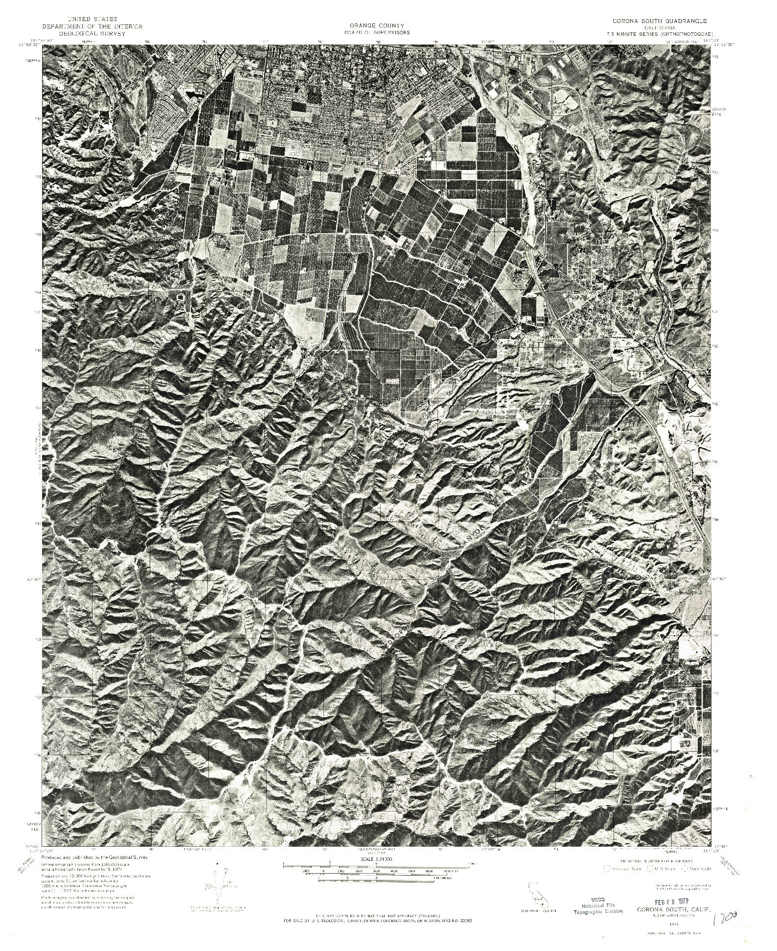 USGS 1:24000-SCALE QUADRANGLE FOR CORONA SOUTH, CA 1974