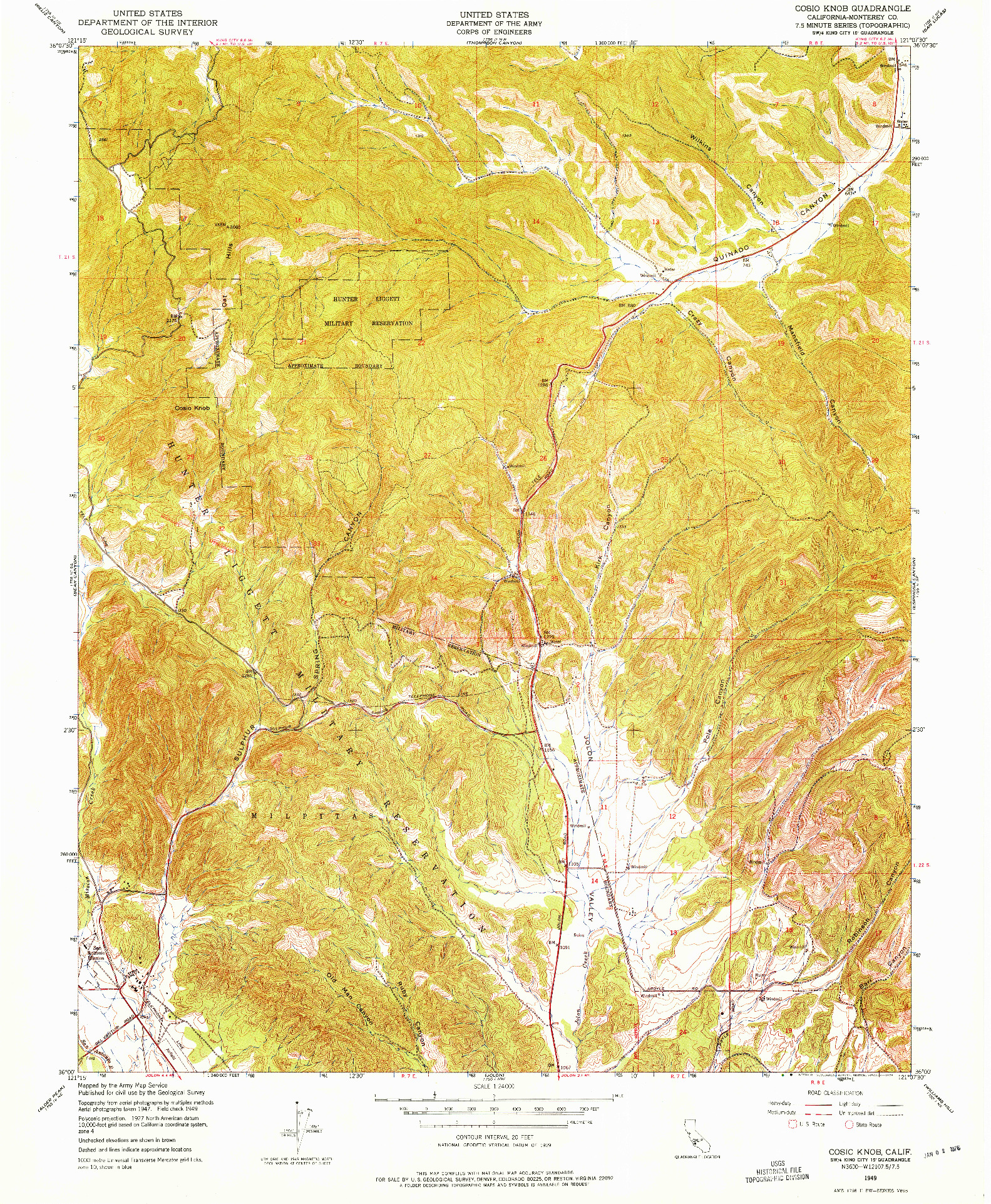 USGS 1:24000-SCALE QUADRANGLE FOR COSIO KNOB, CA 1949