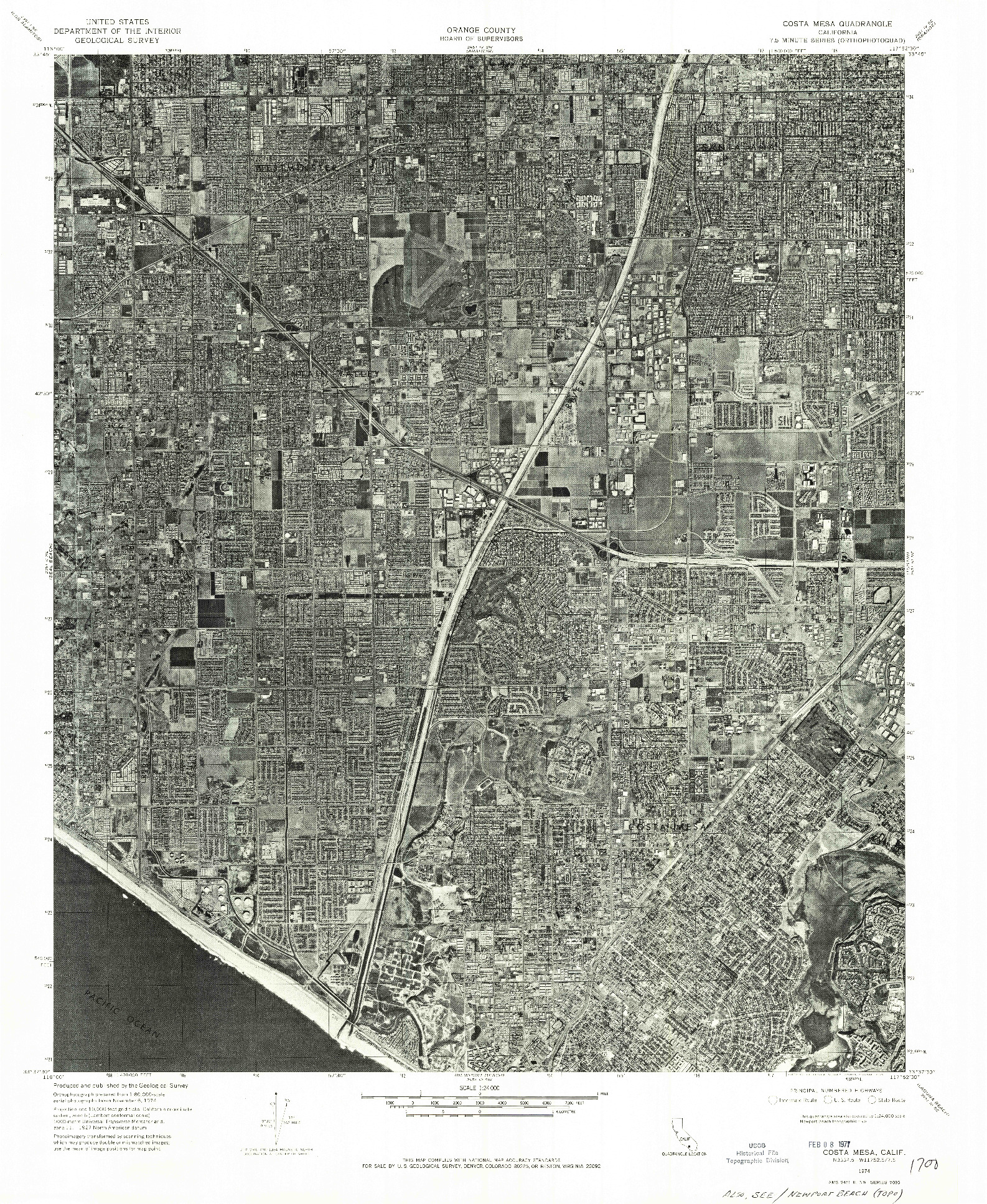 USGS 1:24000-SCALE QUADRANGLE FOR COSTA MESA, CA 1974