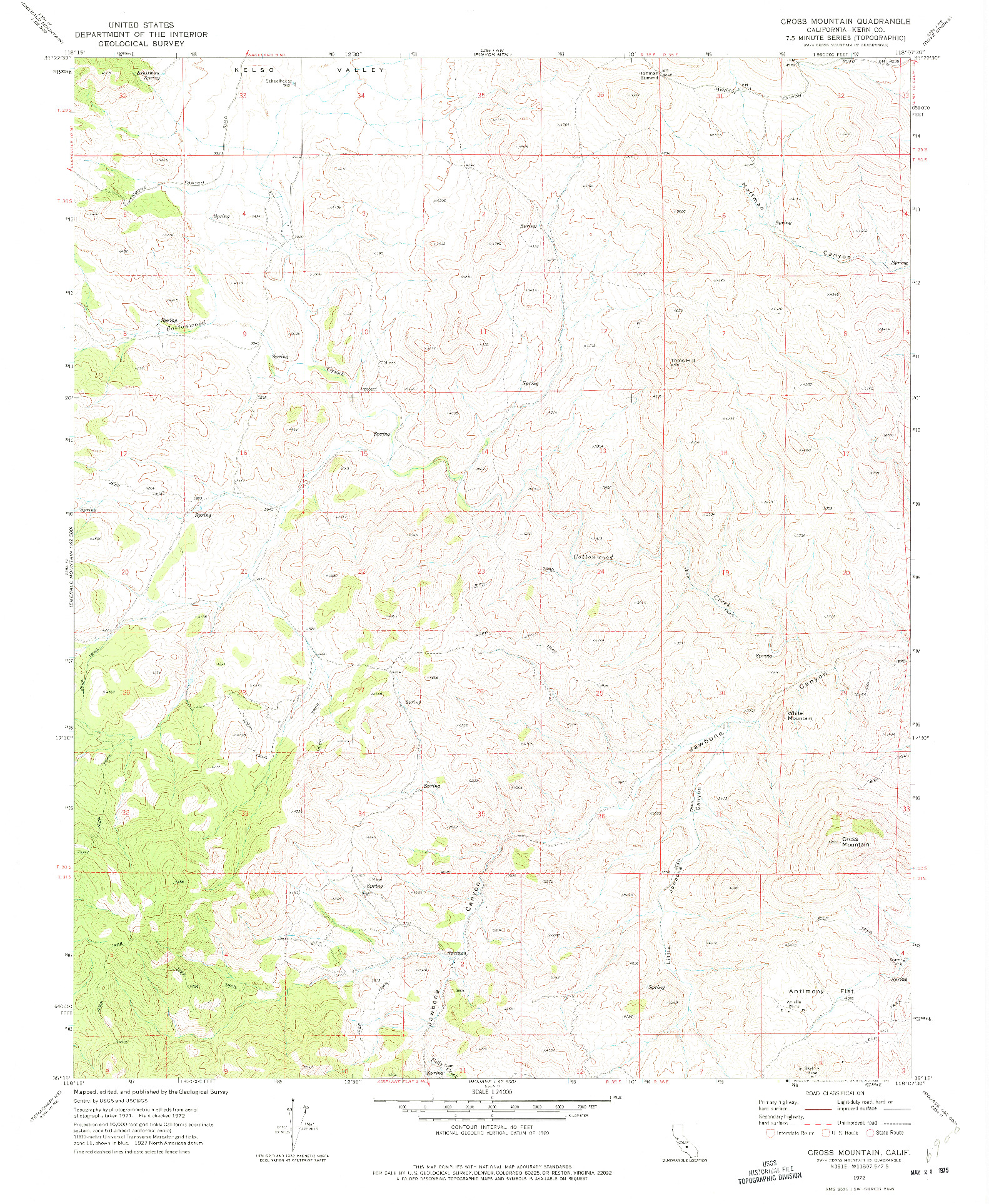 USGS 1:24000-SCALE QUADRANGLE FOR CROSS MOUNTAIN, CA 1972