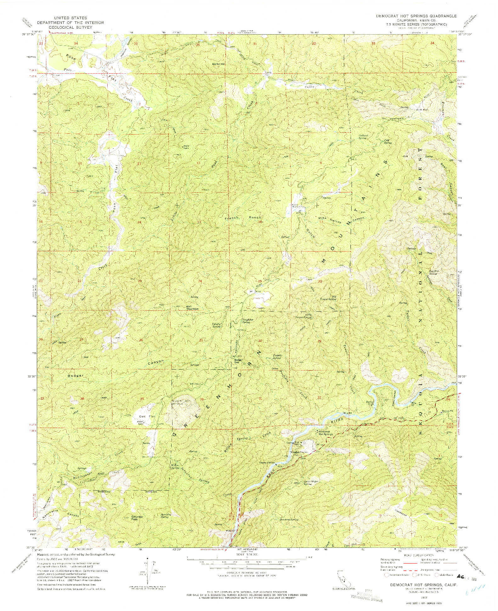 USGS 1:24000-SCALE QUADRANGLE FOR DEMOCRAT HOT SPRINGS, CA 1972