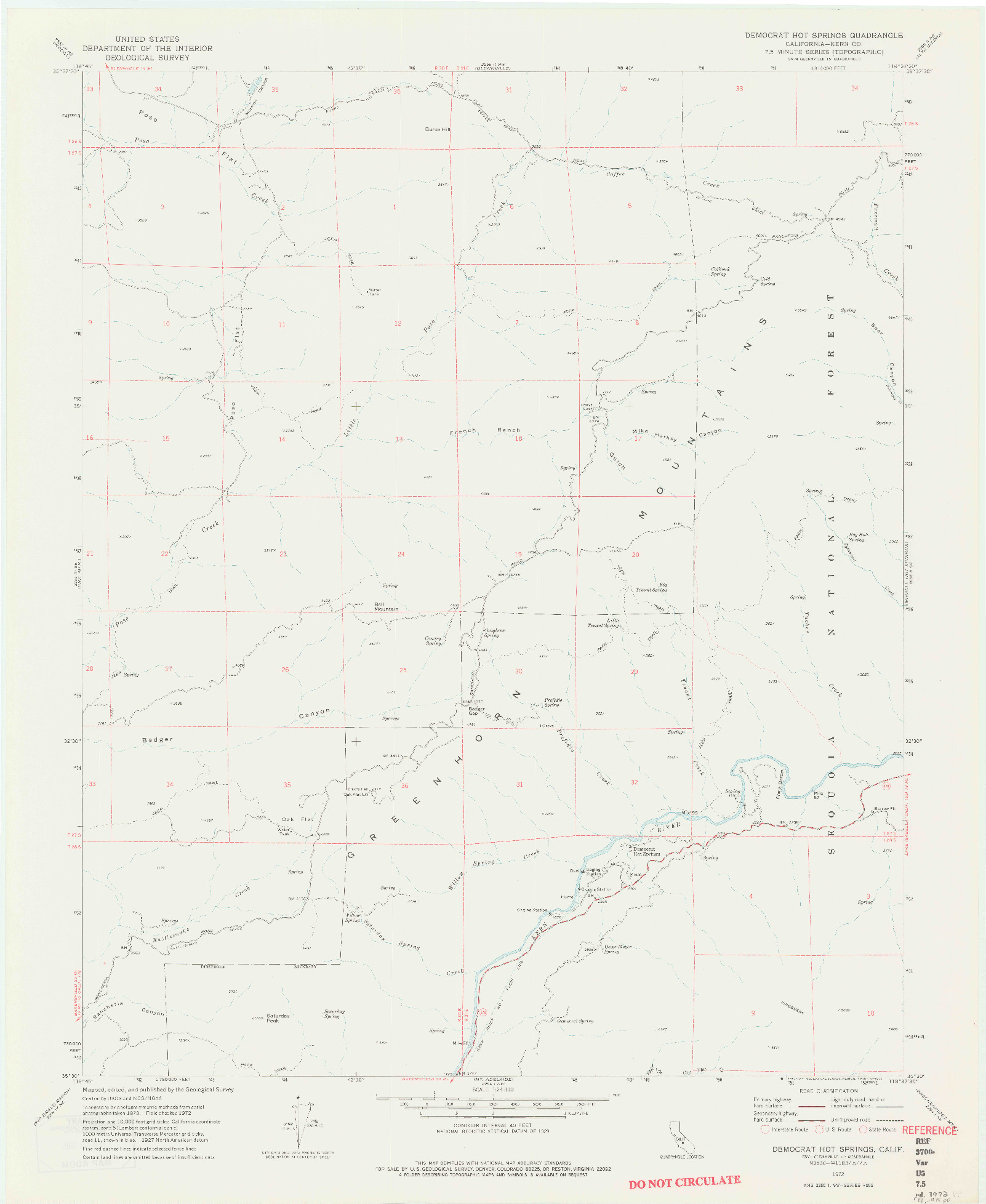 USGS 1:24000-SCALE QUADRANGLE FOR DEMOCRAT HOT SPRINGS, CA 1972