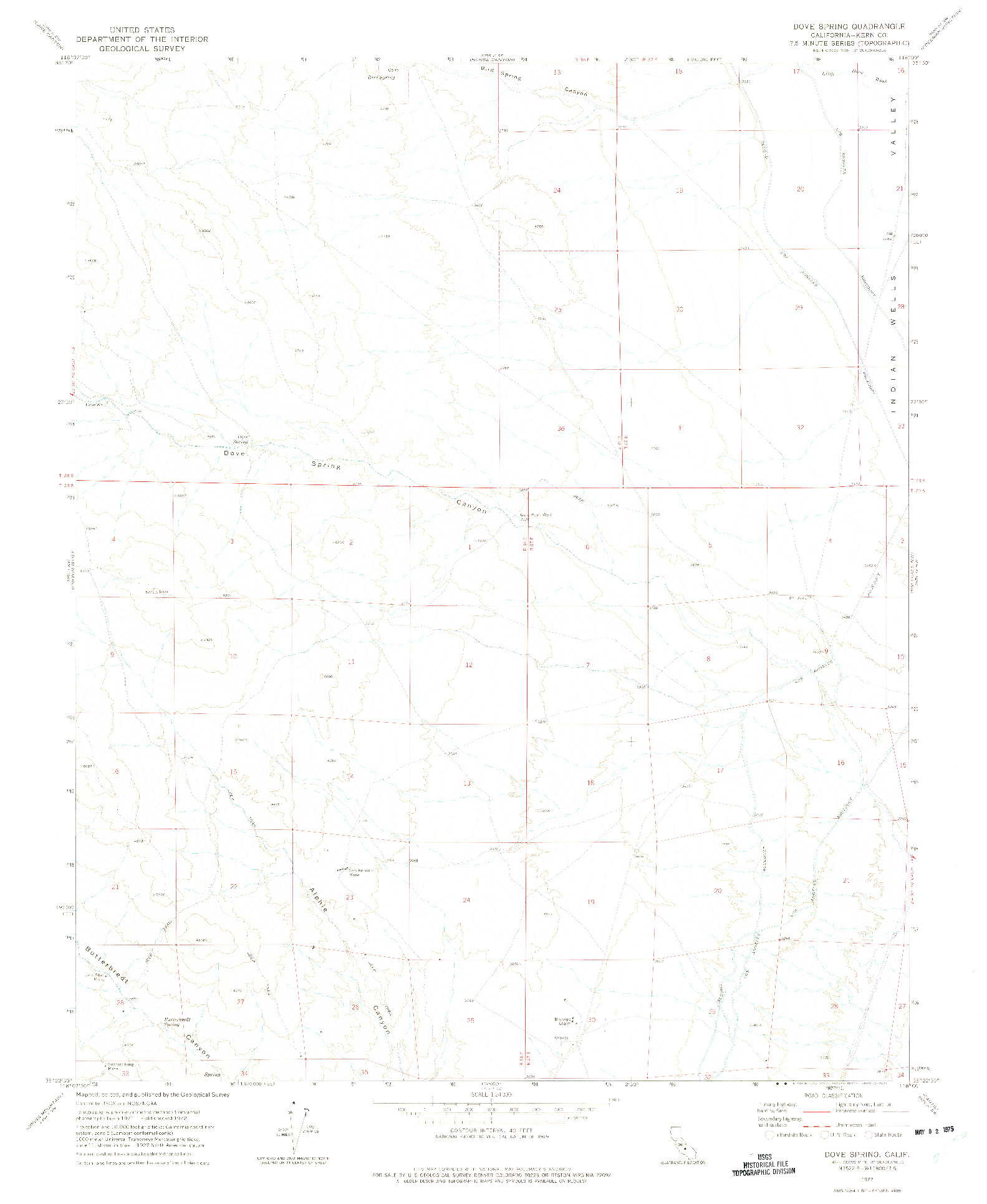USGS 1:24000-SCALE QUADRANGLE FOR DOVE SPRING, CA 1972