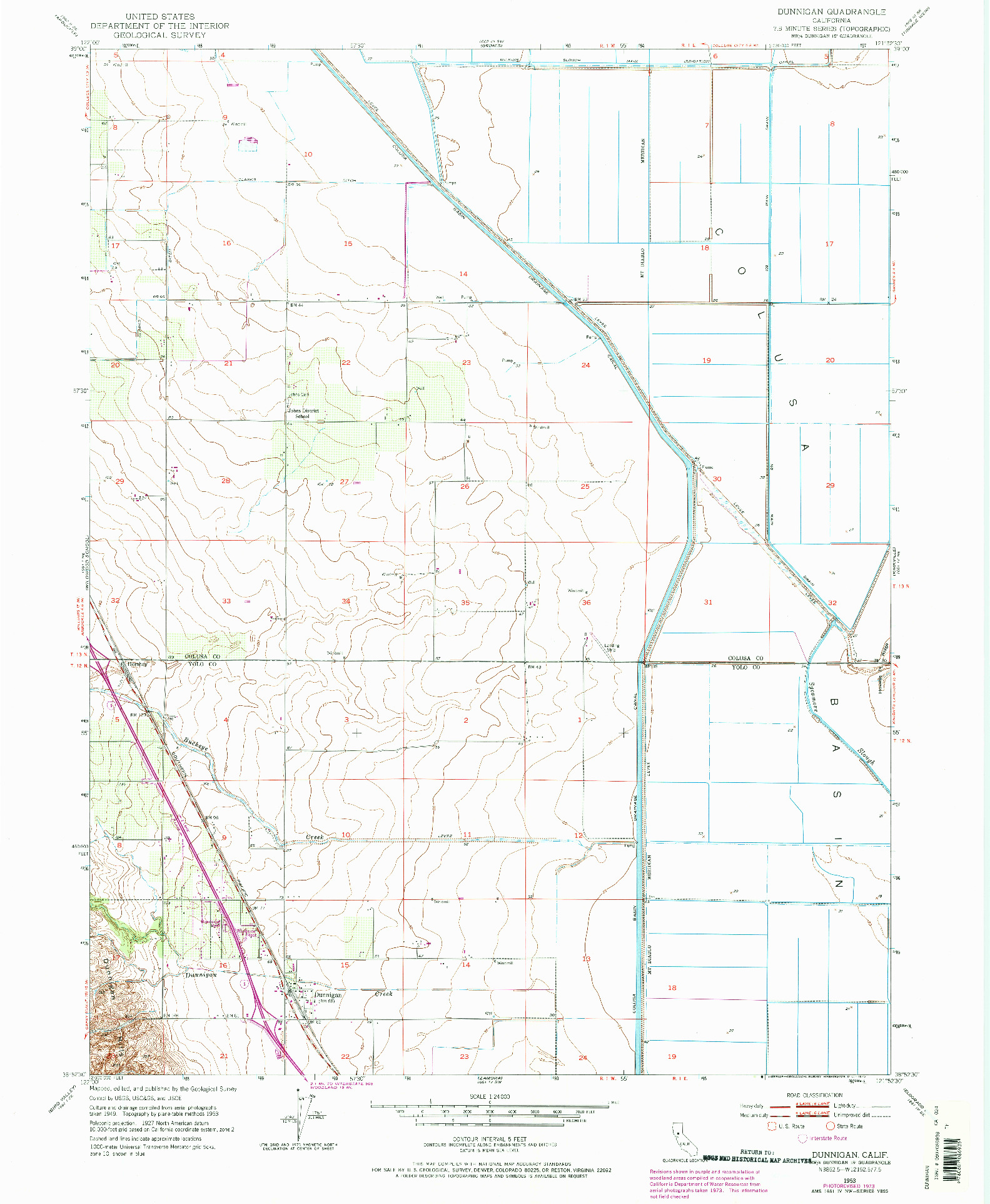 USGS 1:24000-SCALE QUADRANGLE FOR DUNNIGAN, CA 1953