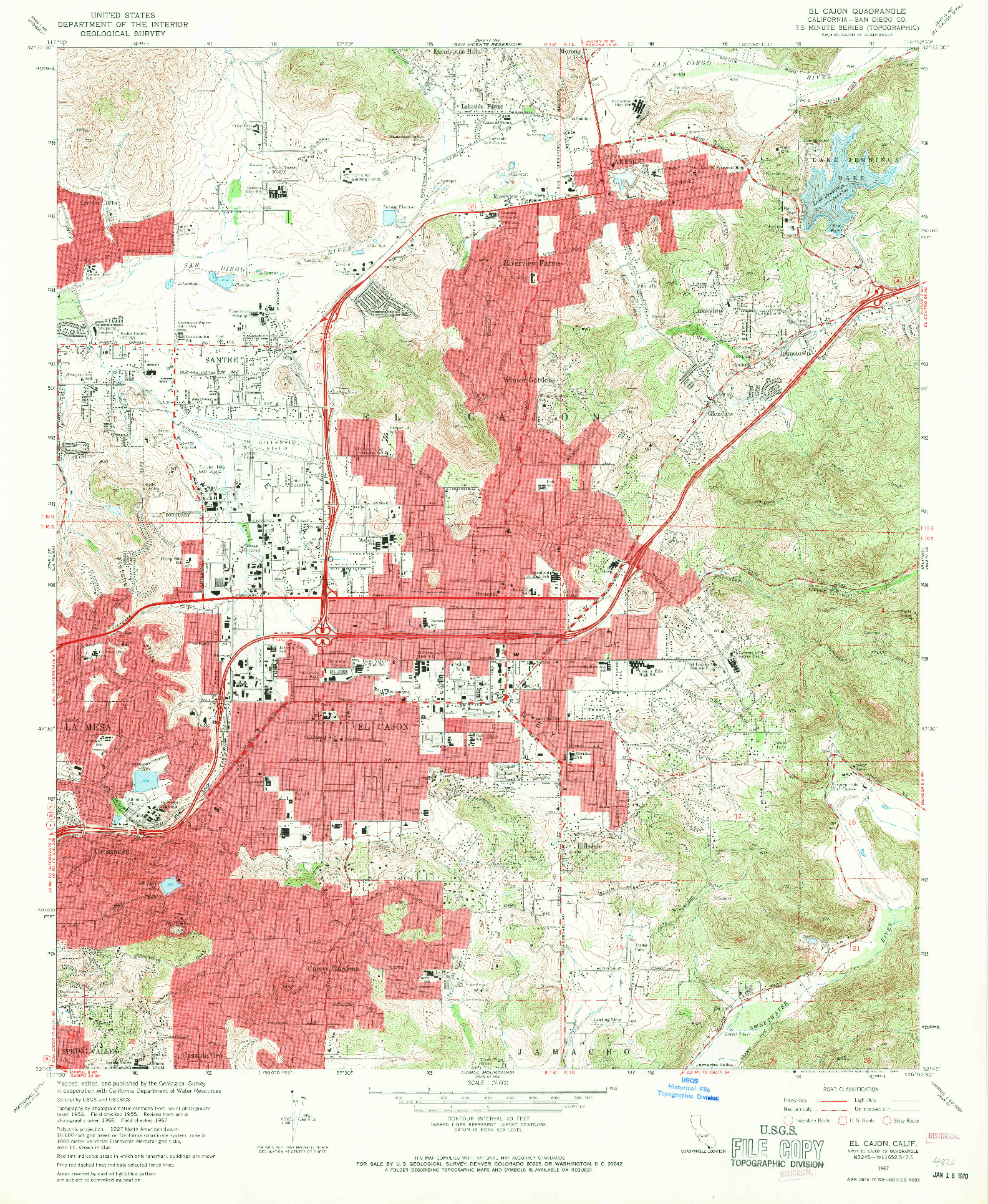 USGS 1:24000-SCALE QUADRANGLE FOR EL CAJON, CA 1967