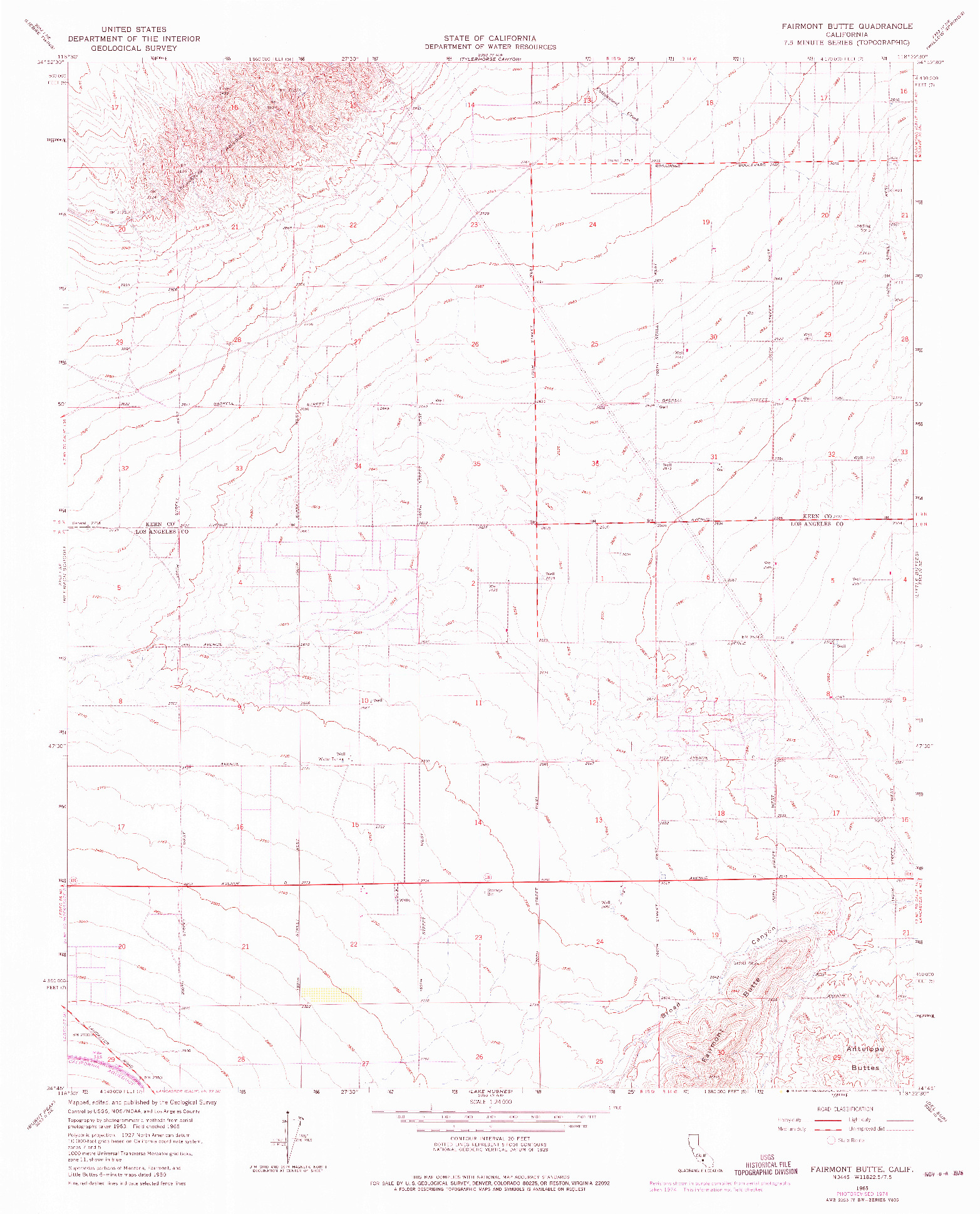 USGS 1:24000-SCALE QUADRANGLE FOR FAIRMONT BUTTE, CA 1965