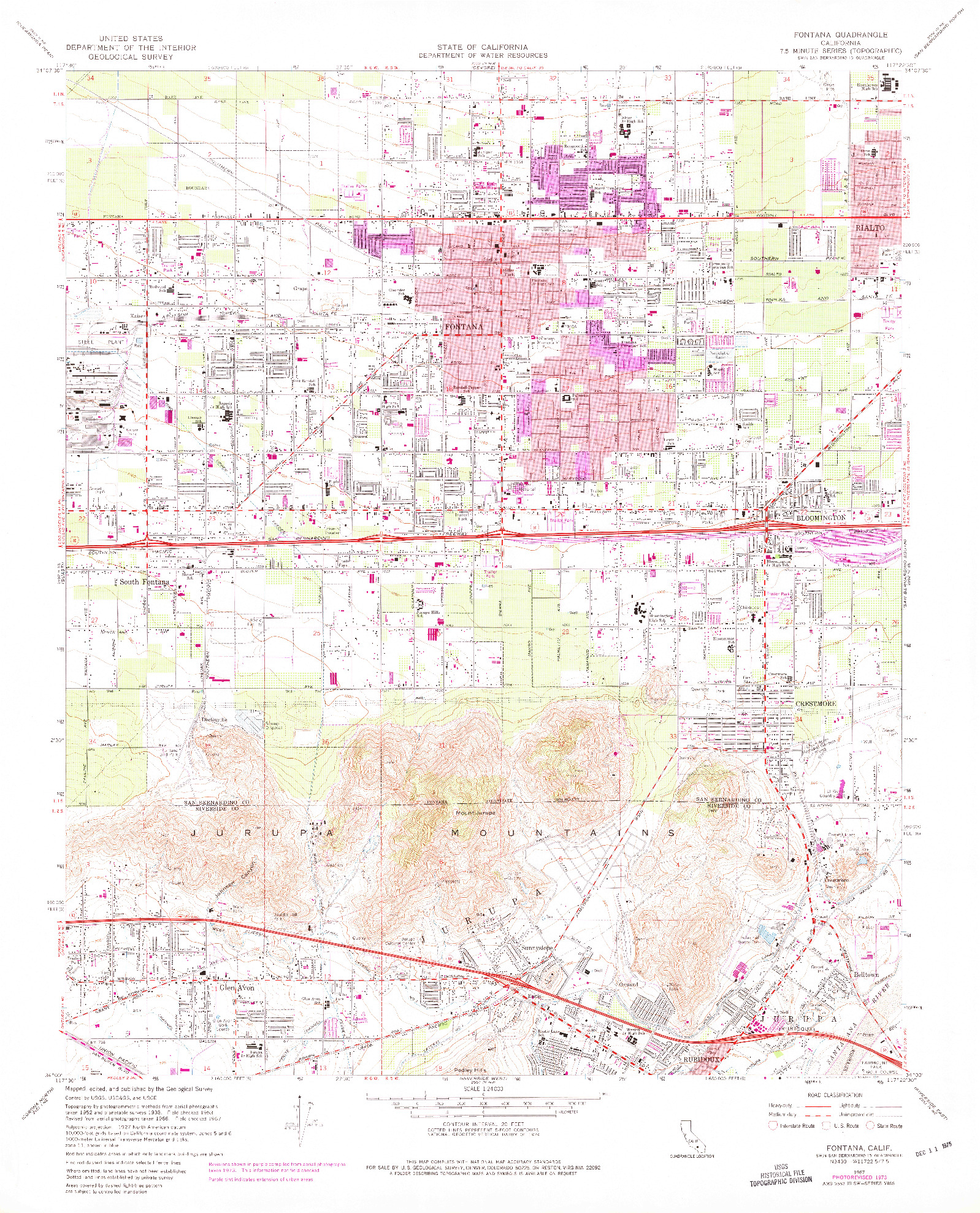 USGS 1:24000-SCALE QUADRANGLE FOR FONTANA, CA 1967