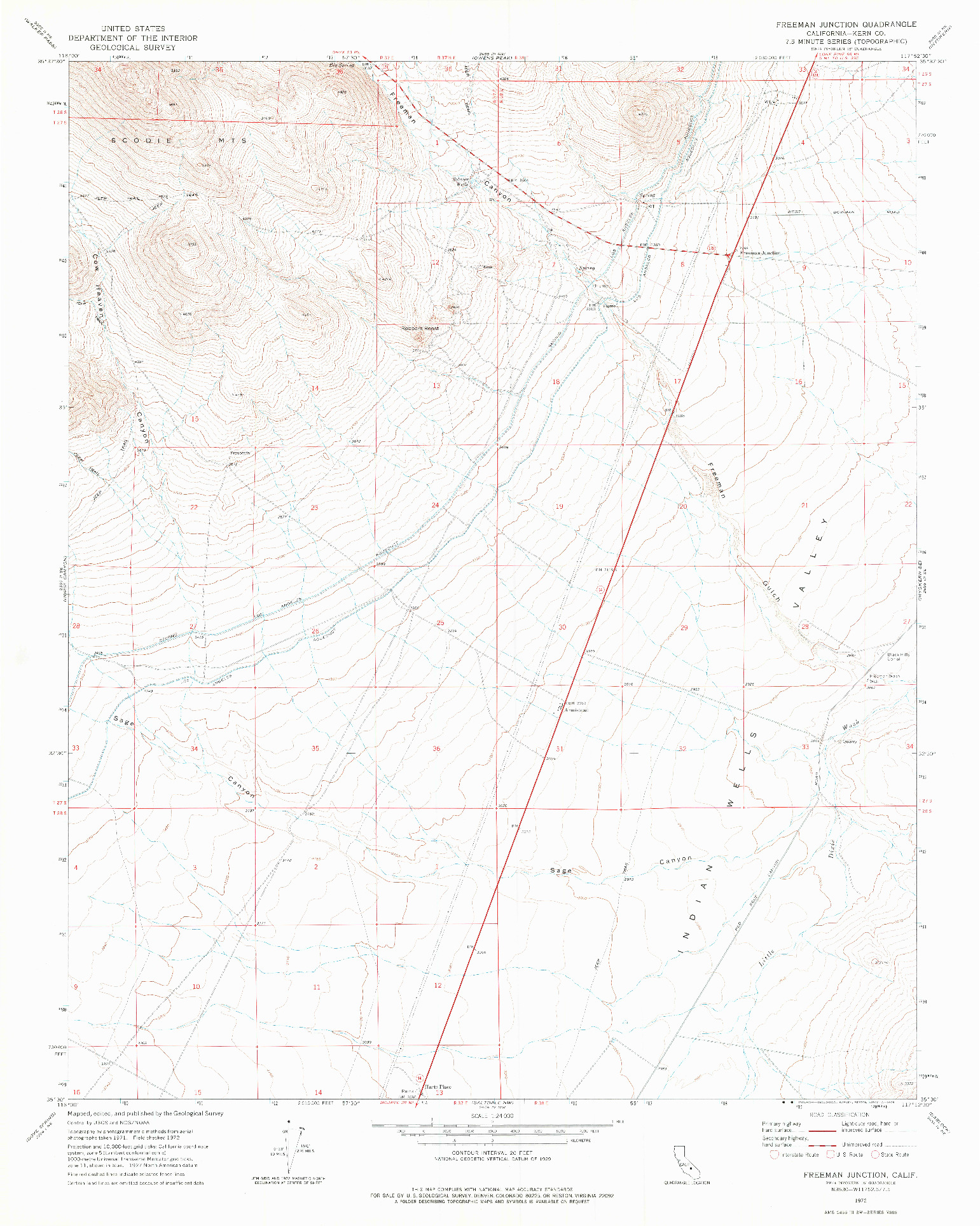 USGS 1:24000-SCALE QUADRANGLE FOR FREEMAN JUNCTION, CA 1972