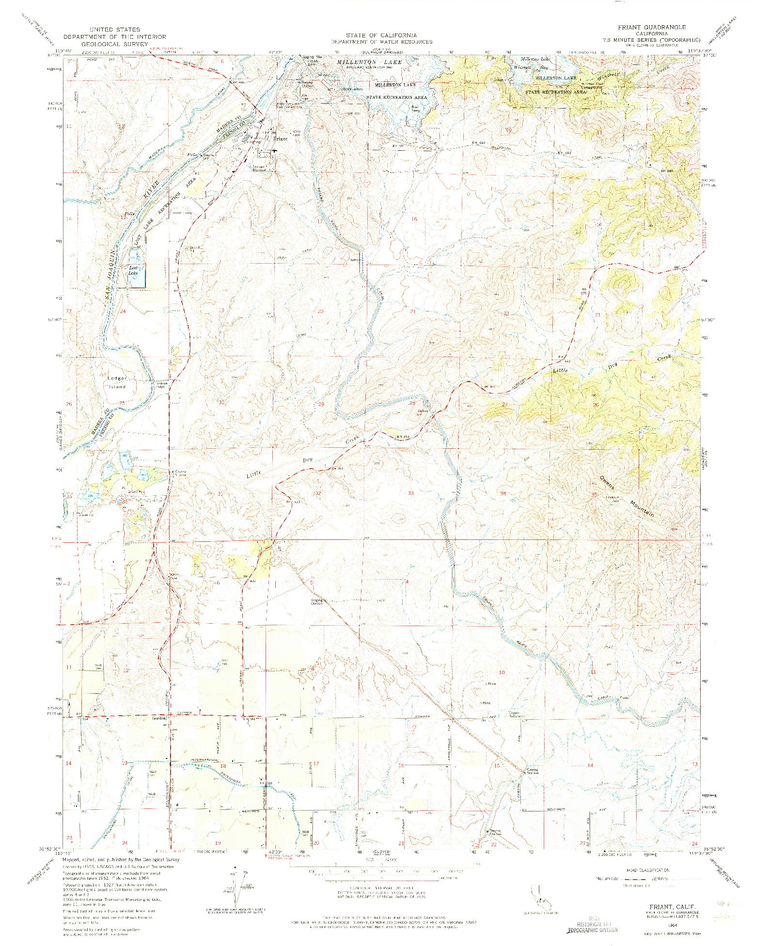 USGS 1:24000-SCALE QUADRANGLE FOR FRIANT, CA 1964