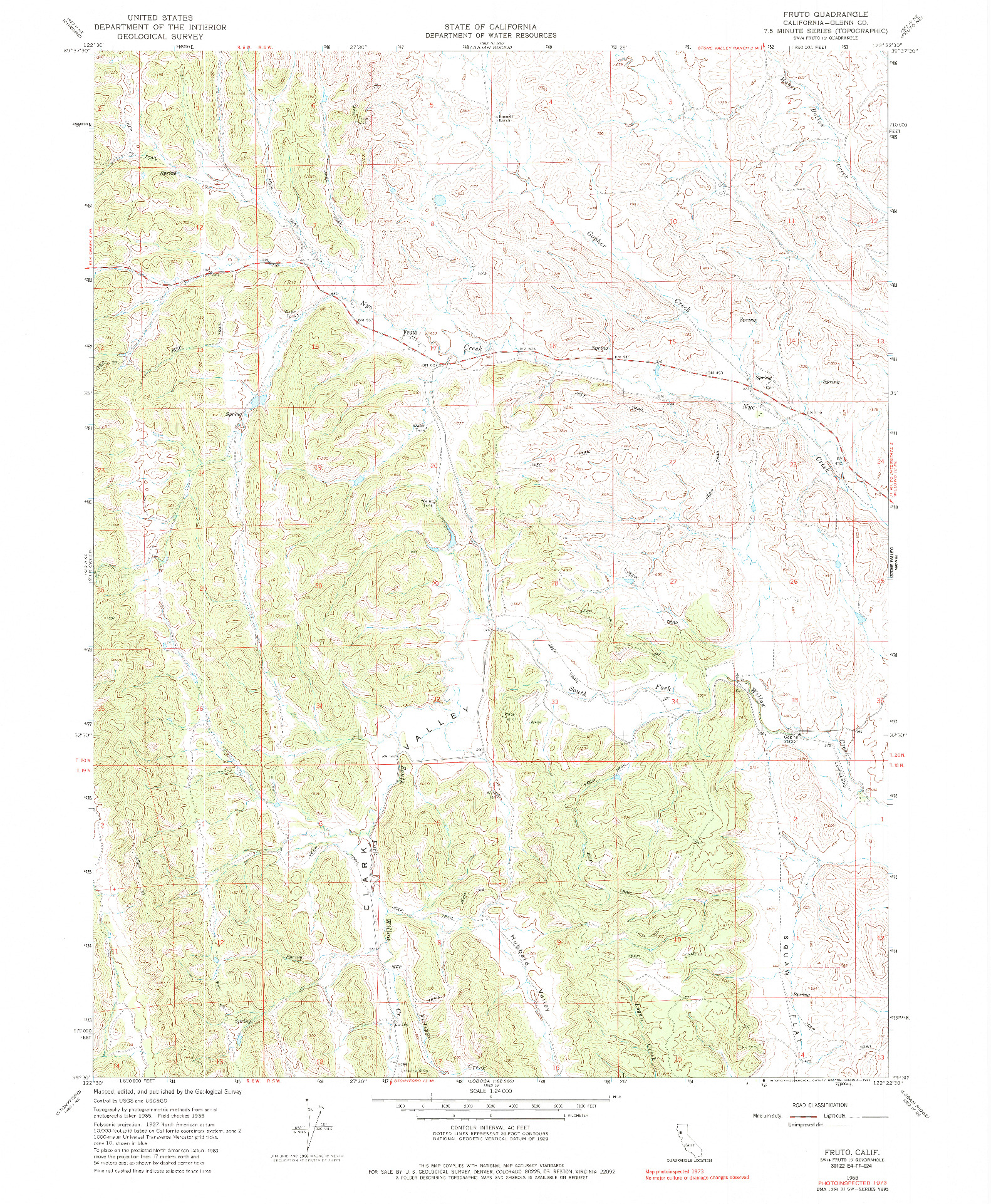 USGS 1:24000-SCALE QUADRANGLE FOR FRUTO, CA 1968