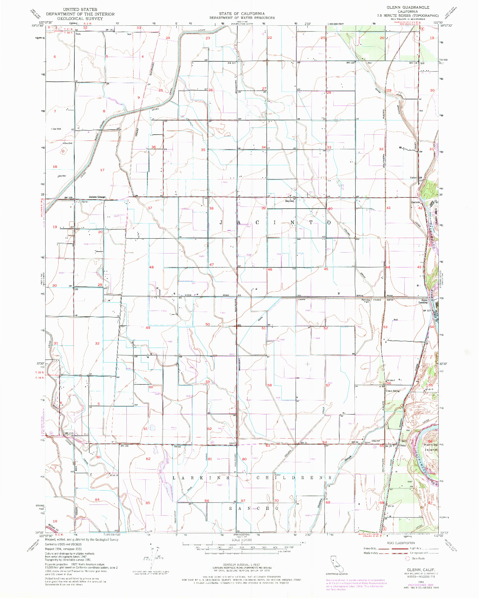 USGS 1:24000-SCALE QUADRANGLE FOR GLENN, CA 1951