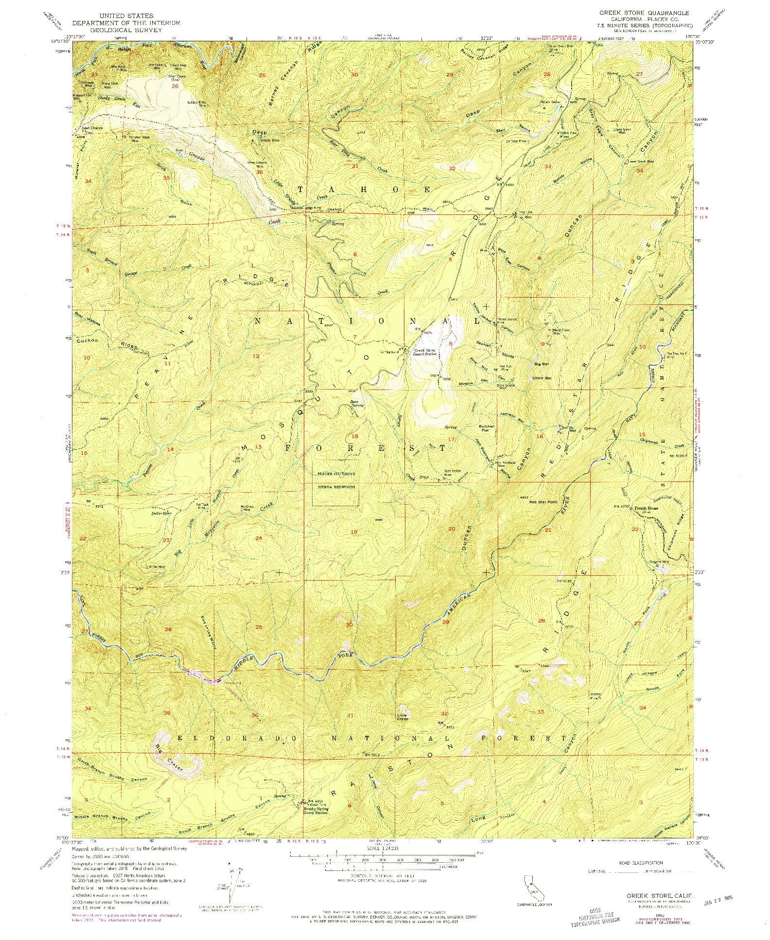 USGS 1:24000-SCALE QUADRANGLE FOR GREEK STORE, CA 1952